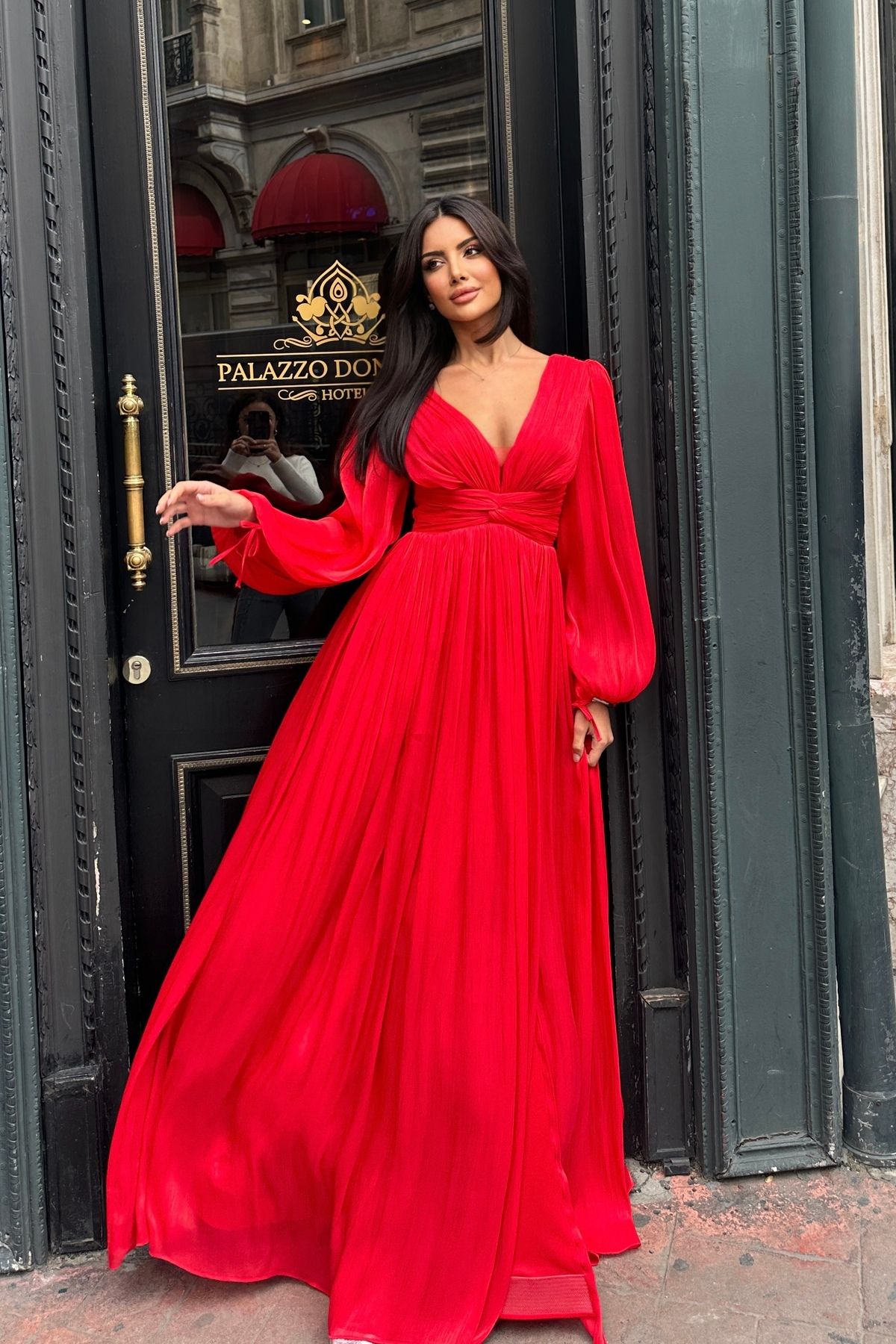 İyem Abiye-Stylish Long Sleeve Design Evening Dress 3
