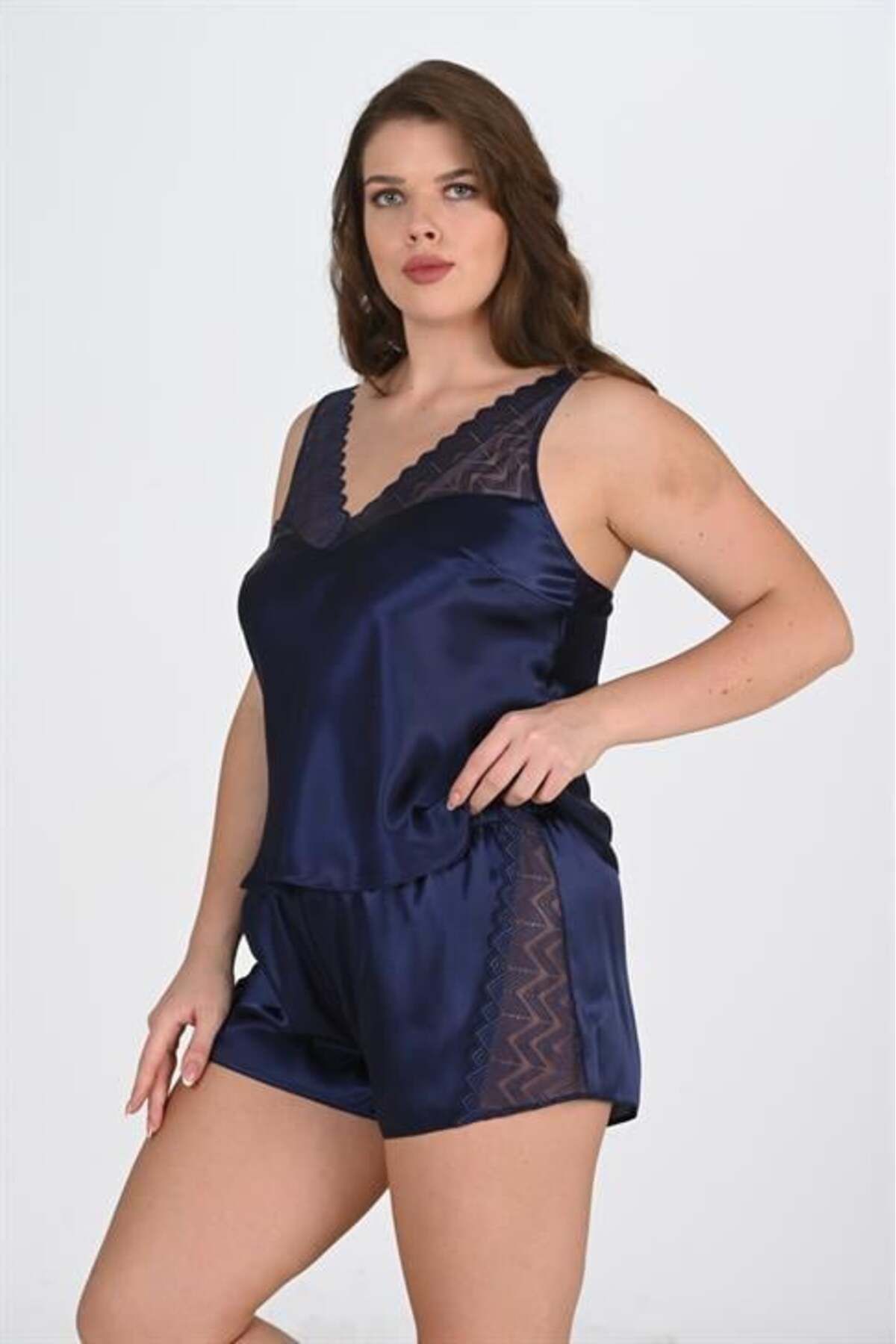 Aria's Closet-Plus Size Navy Blue Shorts Set 2