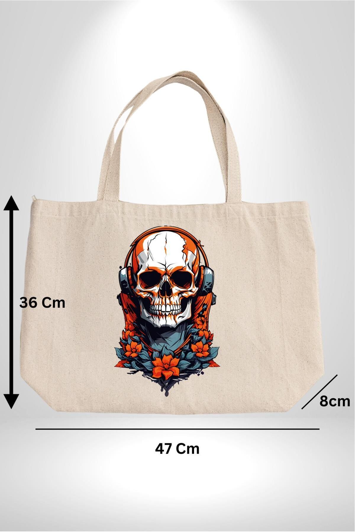 Angemiel-47x36x8 Red Rose Music Headset larGe Size Canvas BaG - Skull WearinG 2