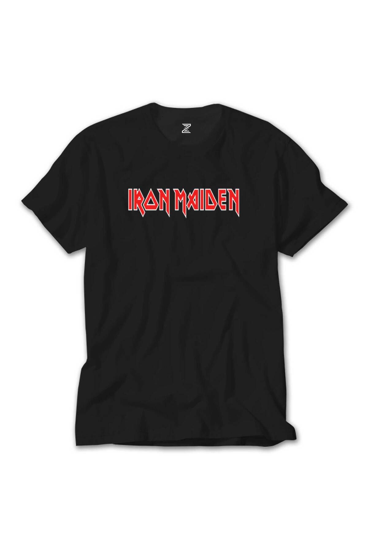 WAKHA Iron maiden Red Text Siyah Tişört