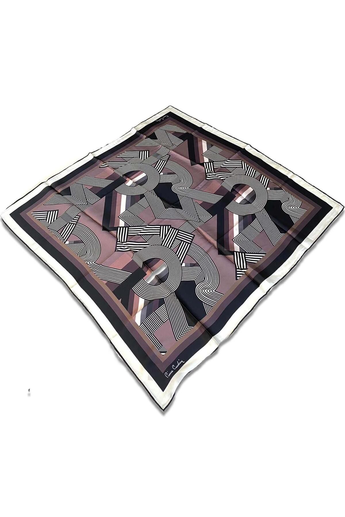 Pierre Cardin-Black Brown Silk Scarf - Mixed Pattern, 8339230 -317 1