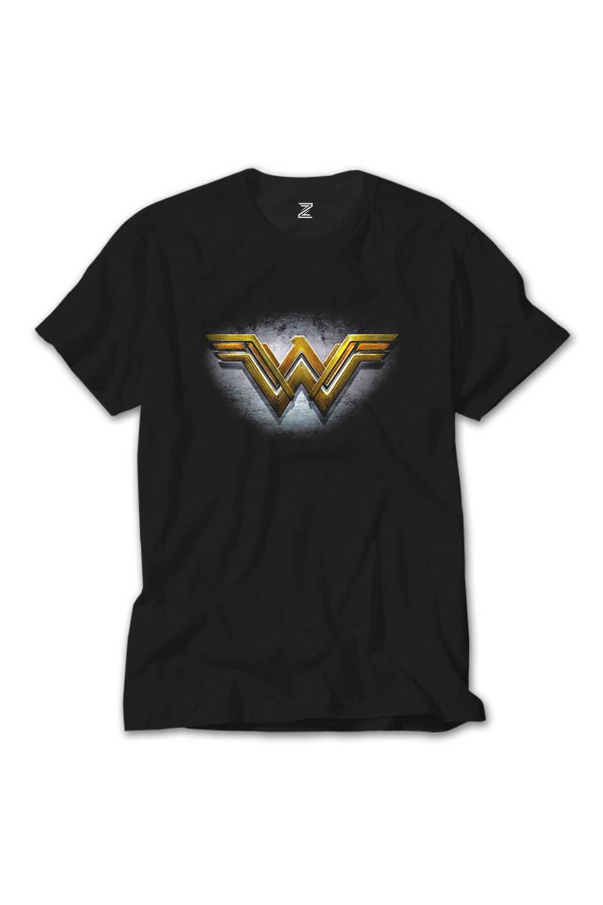 WAKHA Wonder Woman Gold Logo Siyah Tişört