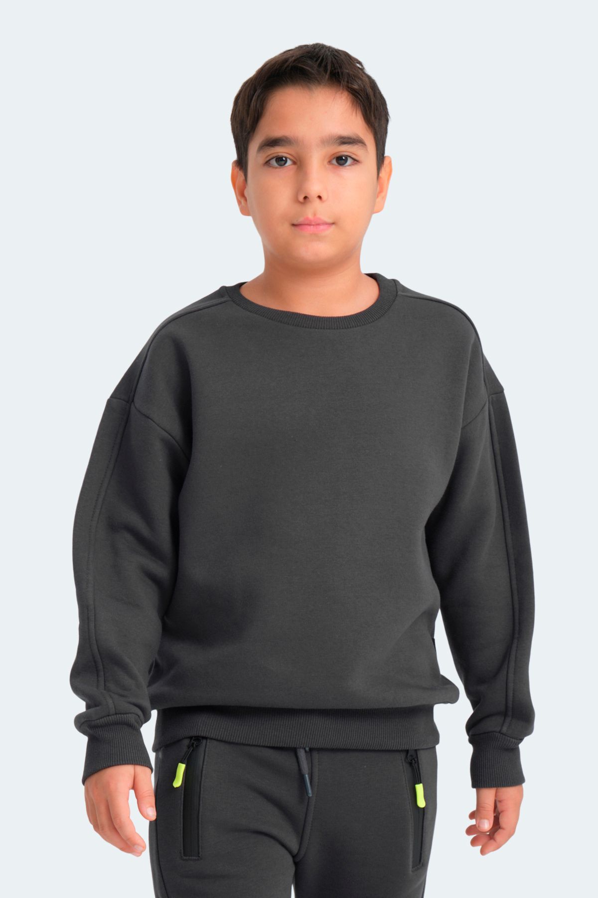 Slazenger-Logan Unisex Kids Sweatshirt Dark Gray 1