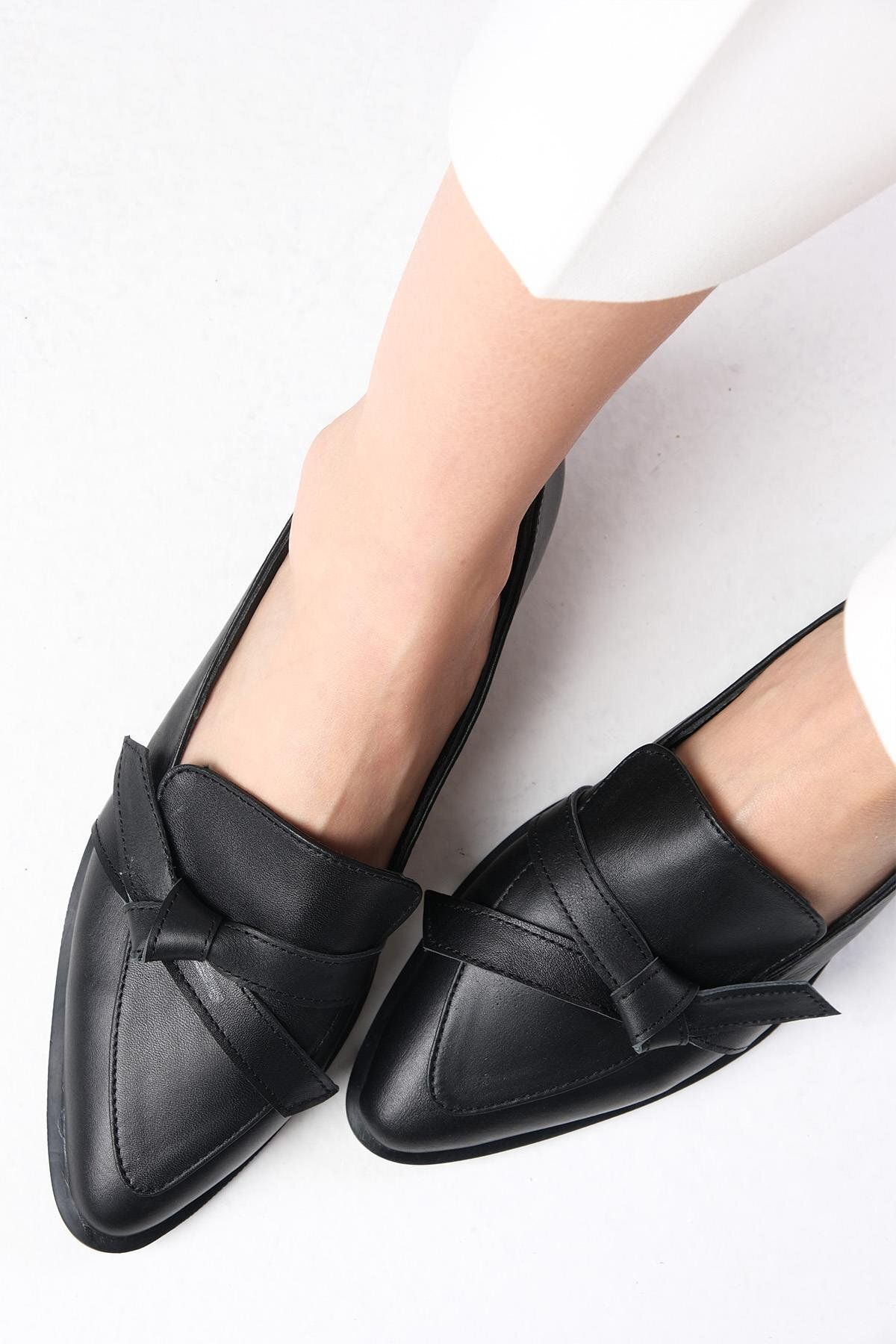 لوفر مشکی زنانه سیاه Ezra Loeine Lock Loefer Loafer Daily کفش Flat Mio Gusto