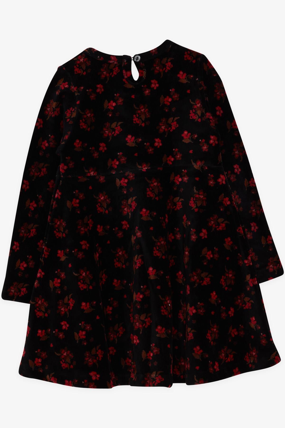 Breeze-2-6 Years Girl's Black Floral Patterned Velvet Dress 2