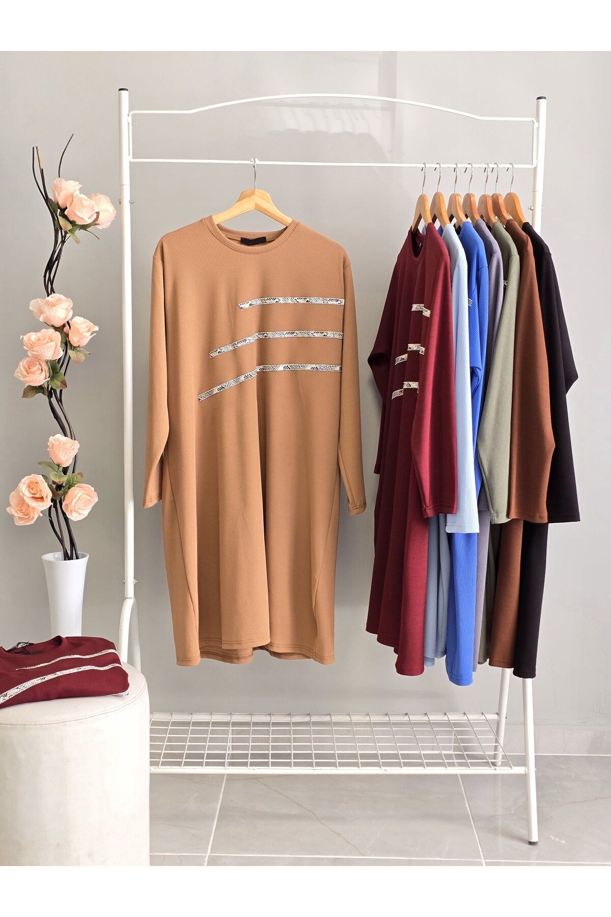 ENDAMIM-Τοπ Tunik Plus Size - Πλεκτό ύφασμα Twirl, Lycra 4
