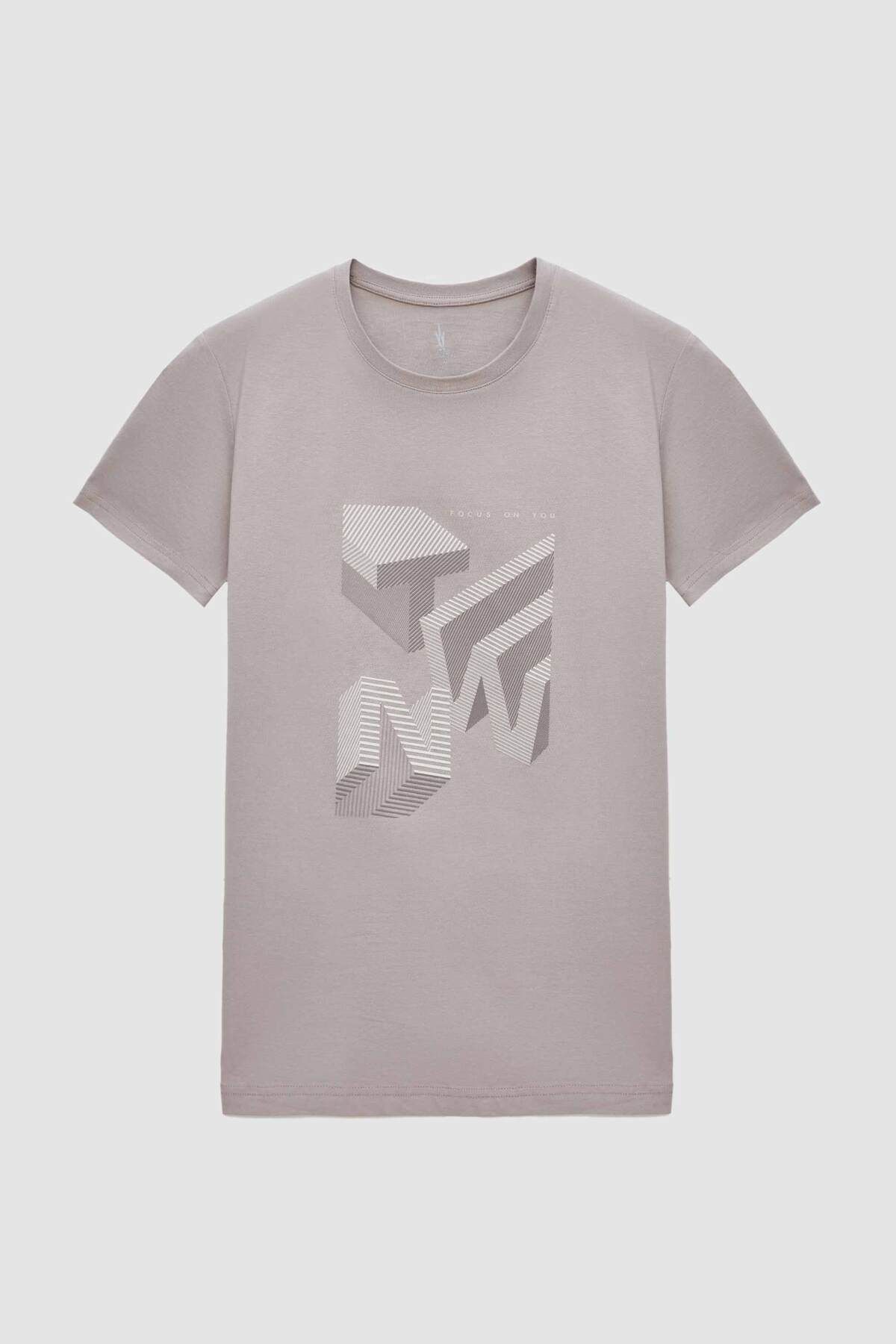 Twn-Slim Fit Gray Printed T-shirt 4