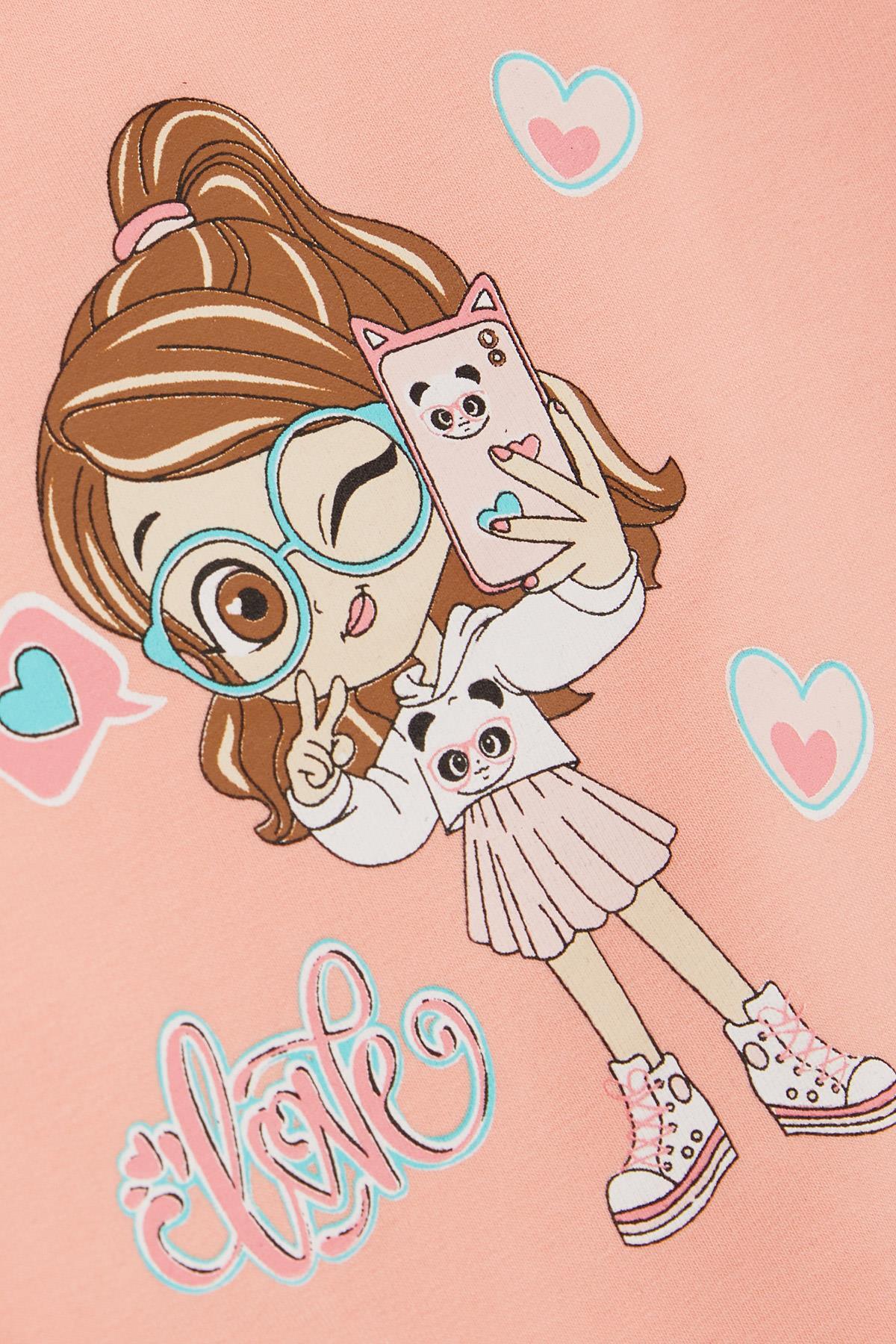 Breeze Kız Çocuk Sweatshirt Havalı Kız Baskılı 1.5-5 Yaş, Somon fotoğrafı 4 (önizleme)