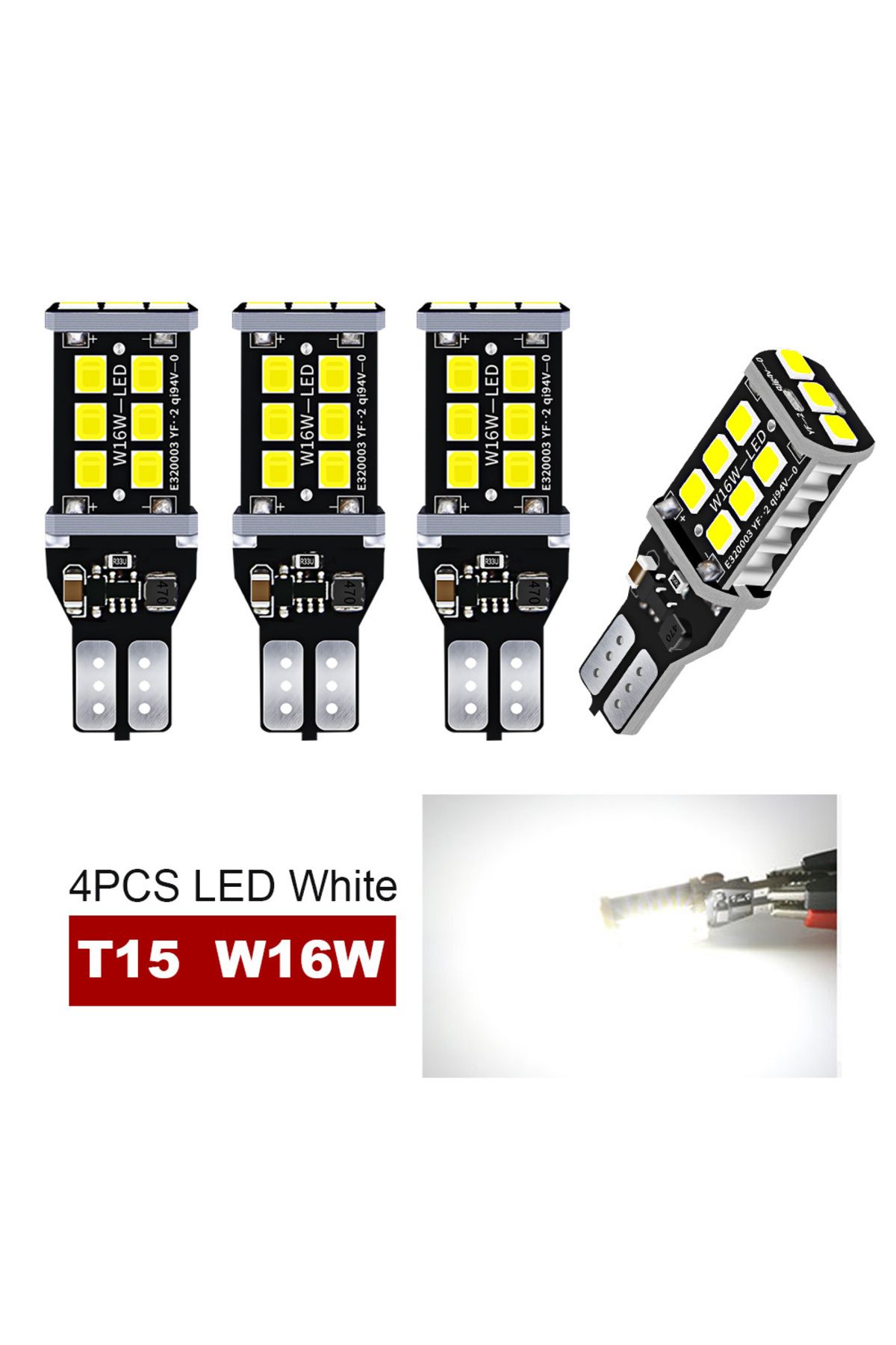 cityking-4Pcs LED Reverse Light Blub Backup Lamp W16W T15 921 Canbus For E81 E87 E88 E82 E92 E90 E91 E60 F... 1