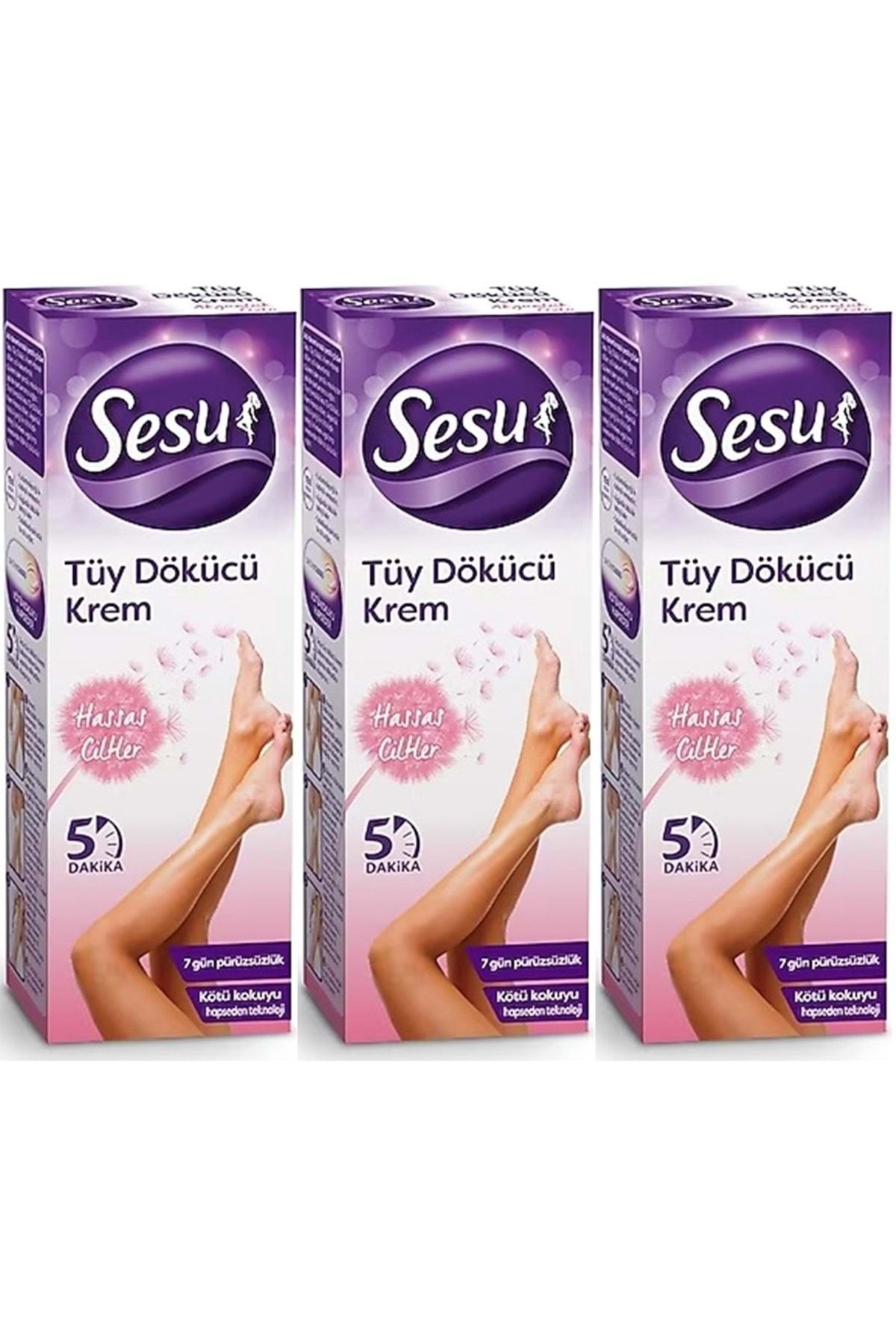 Sesu Tüy Dökücü Krem 40ML Hassas Ciltler (3 Lü Set)