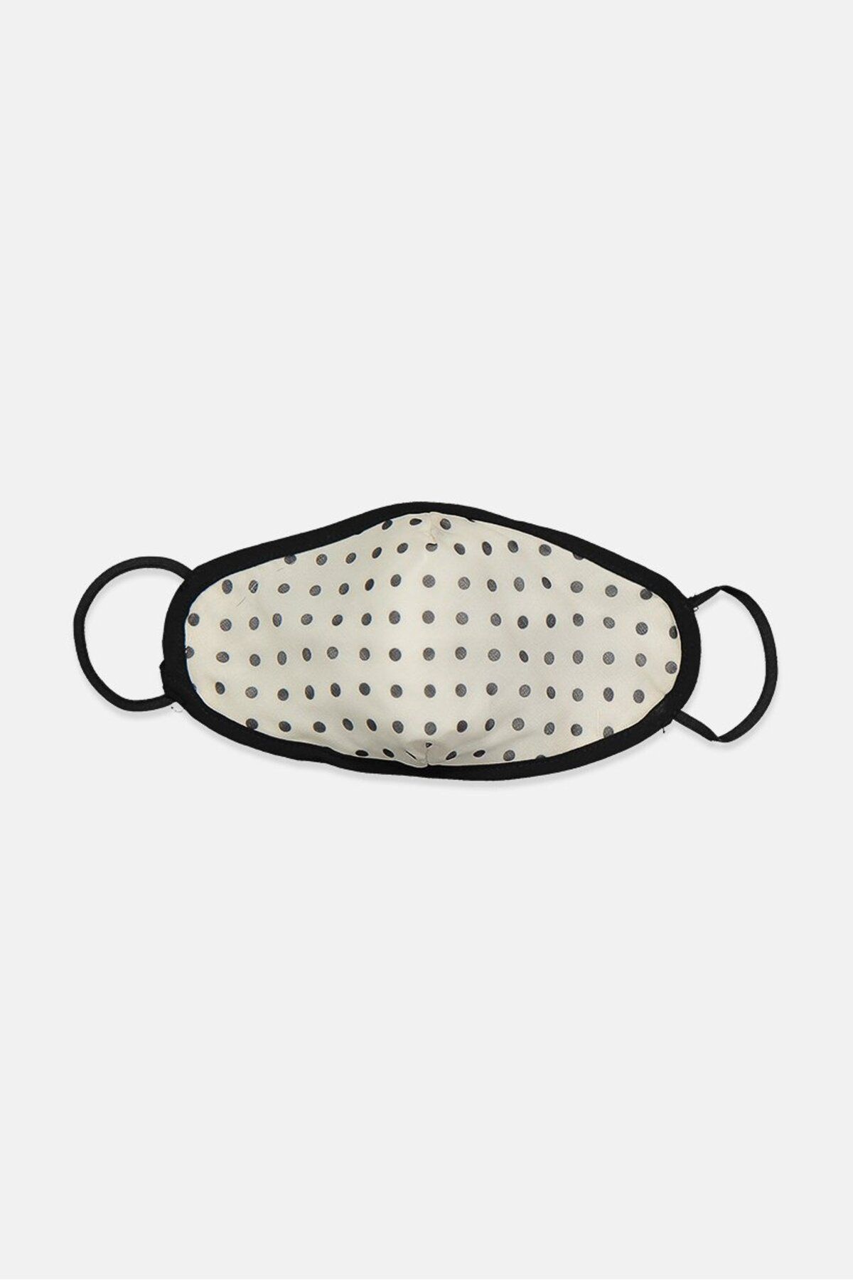 TopShop-Women Fashionable Polka Dots Face Mask, Black and Beige 1