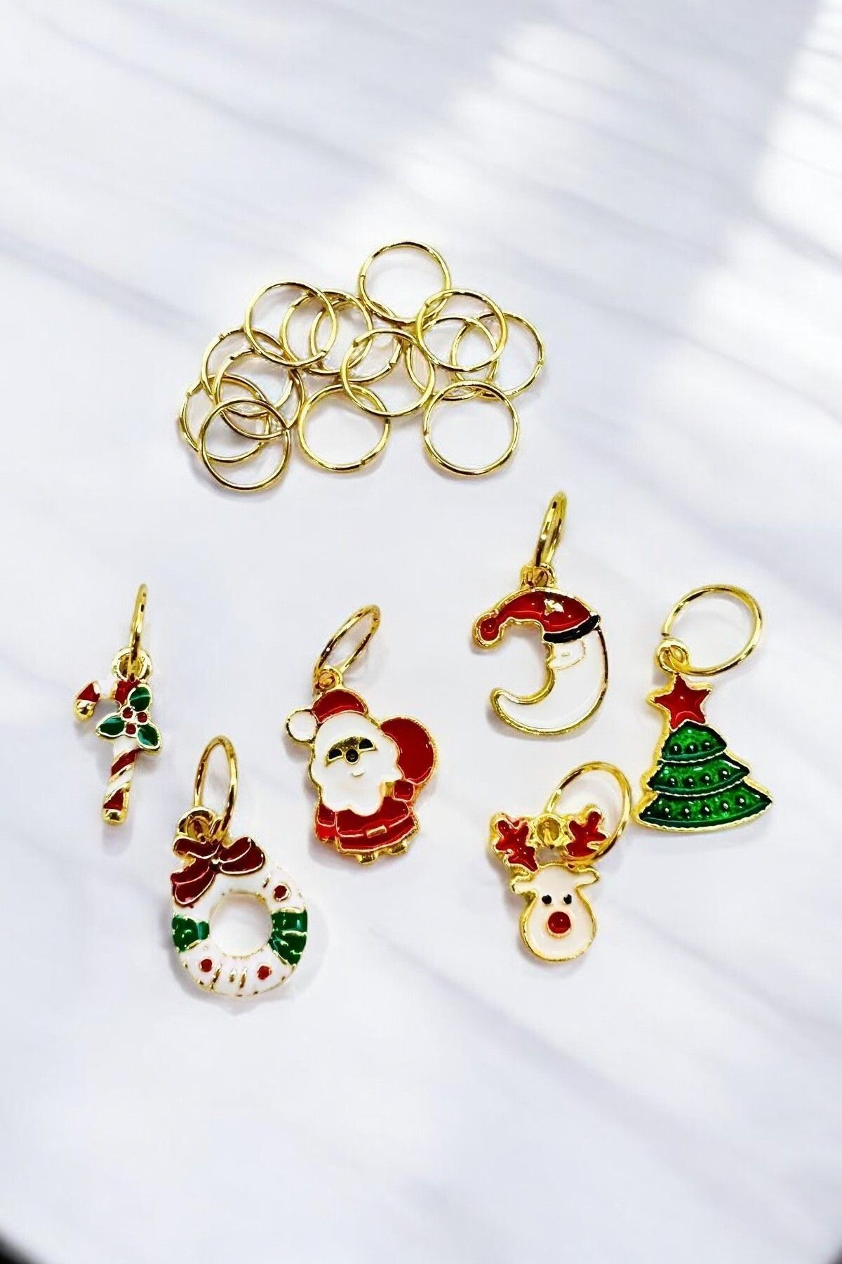 PETEK AKSESUAR-NEW YEAR'S THEMED 20 PIECES HAIR EARRING SET 3