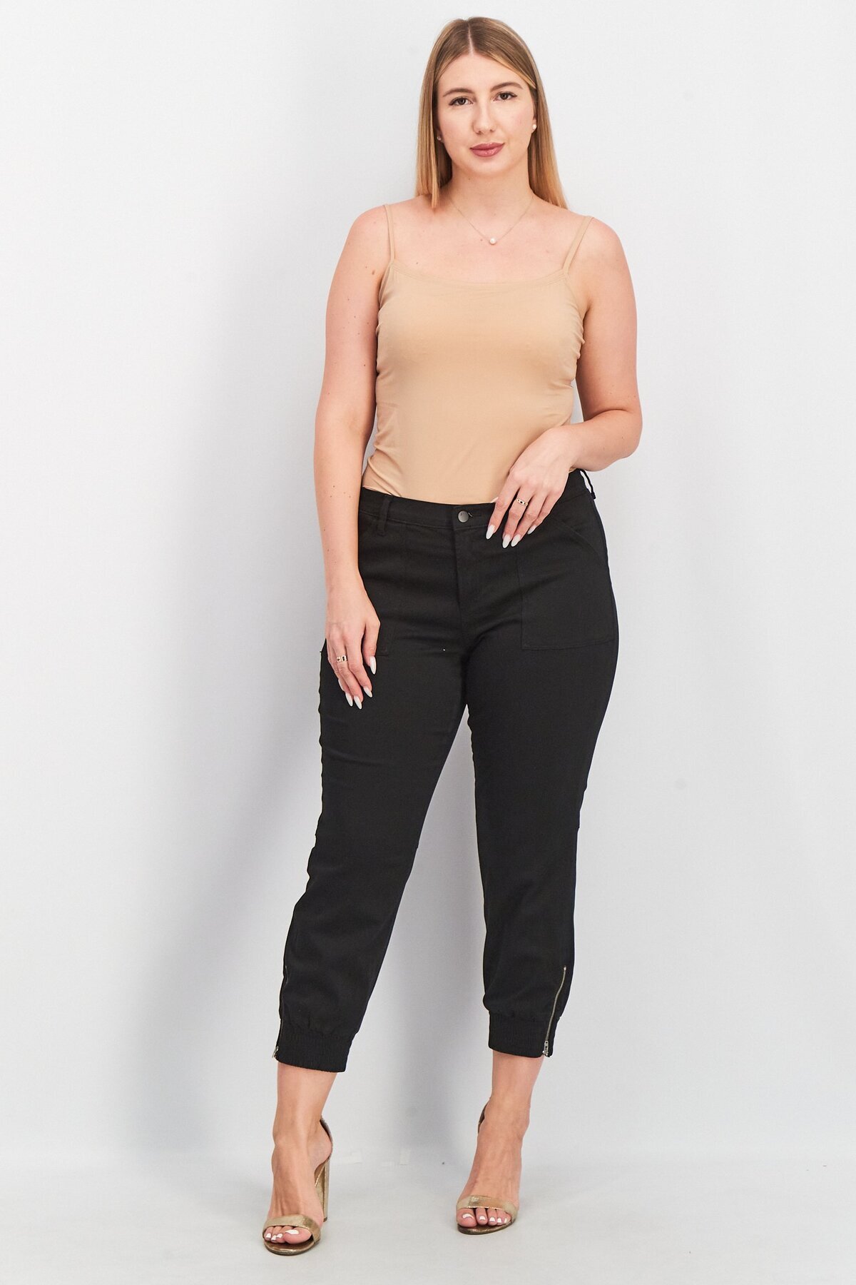 J Brand Yayınları-Women Regular Fit Stretchable Plain Jogger Pants, Black 4