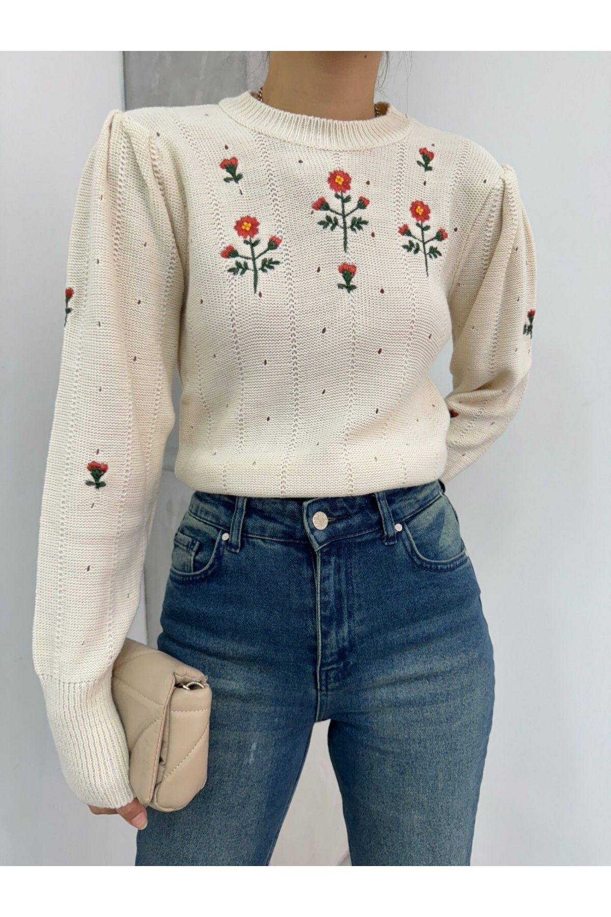 Modamorfo-Embroidered Shoulder Detailed Knitwear Sweater 4