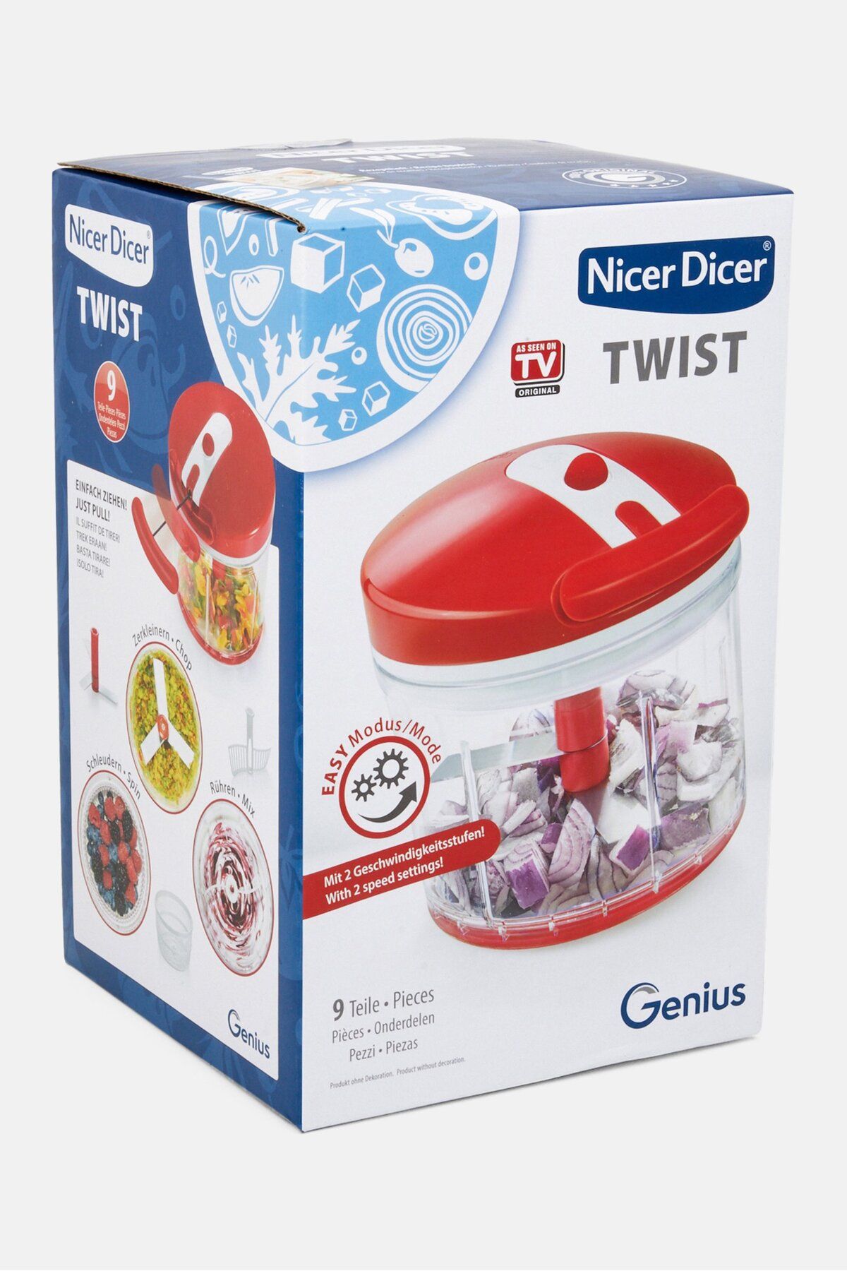 GENIUS-9 Pieces Nicer Dicer Chopper, Red/Transparent 3