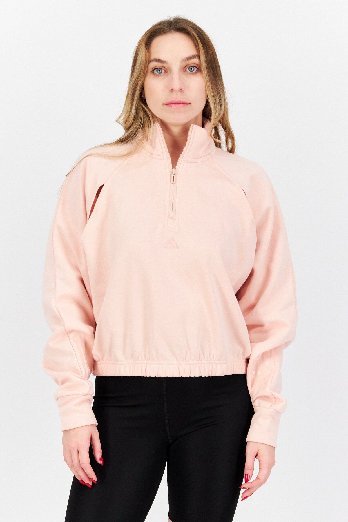 adidas-Women Sportswear Fit Long Sleeve Outdoor Sweatshirt, Pink 1