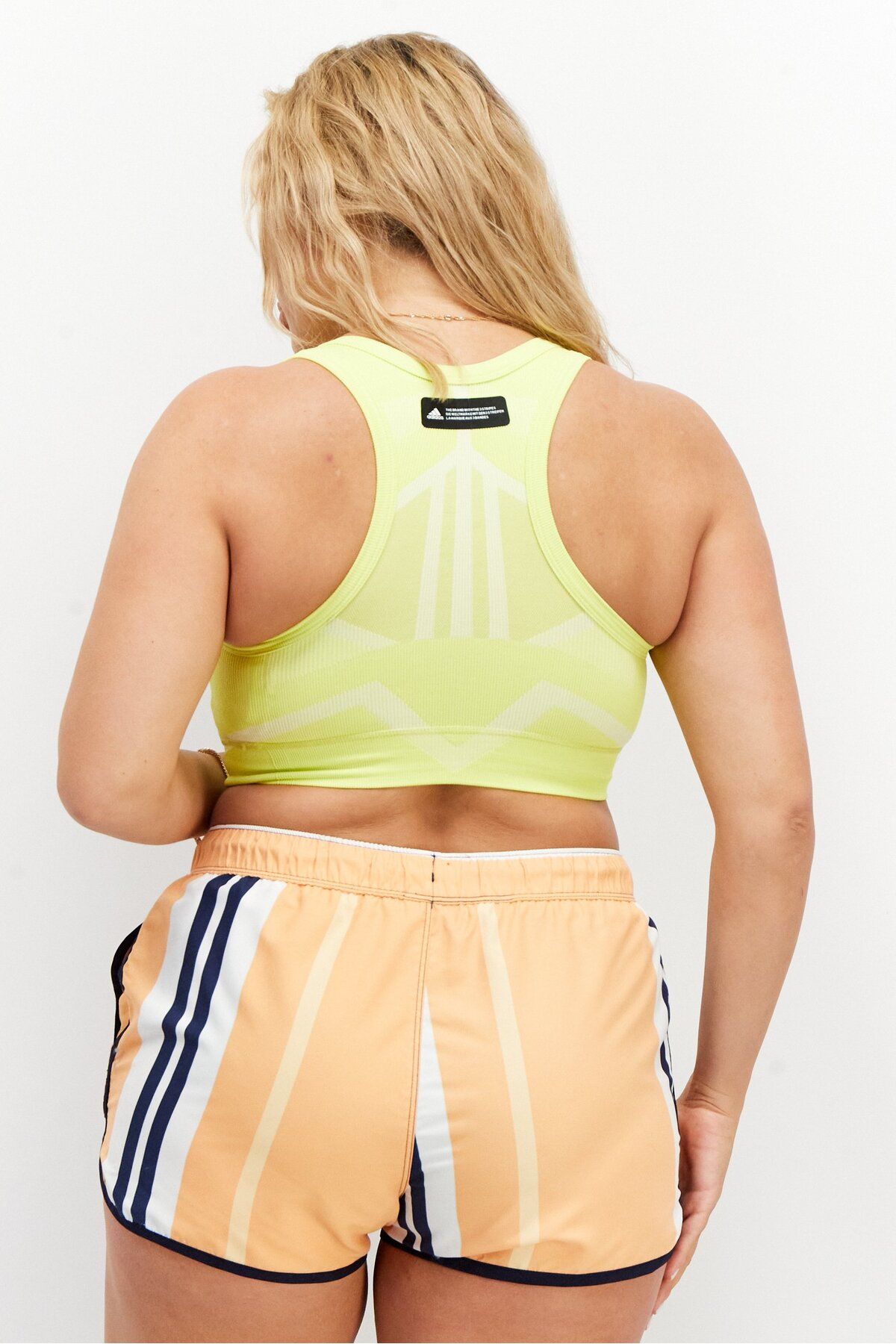 adidas-Women Sportswear Fit Textured Training Sports Bra, Lime Green 4