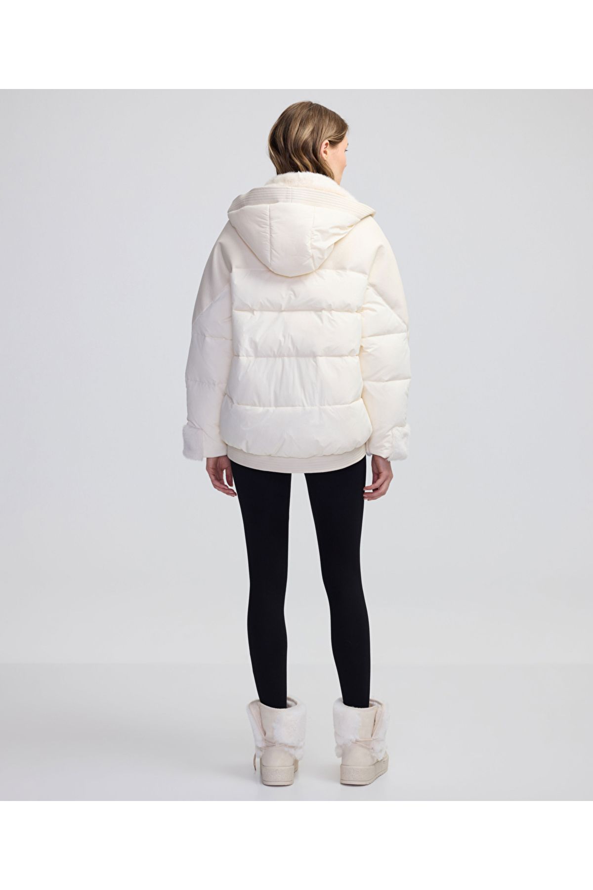 İpekyol-Faux Fur and Leather Mix Inflatable Coat 6