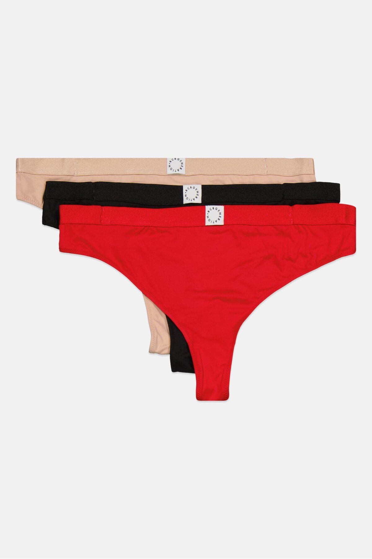 Bcbgeneration-Women 3 Piece Plain Panties, Black/Red/Beige 3