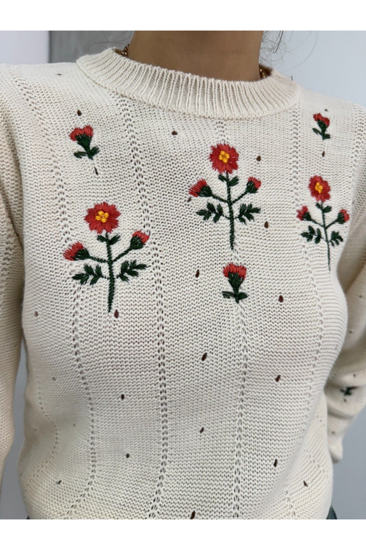 Modamorfo-Embroidered Shoulder Detailed Knitwear Sweater 6