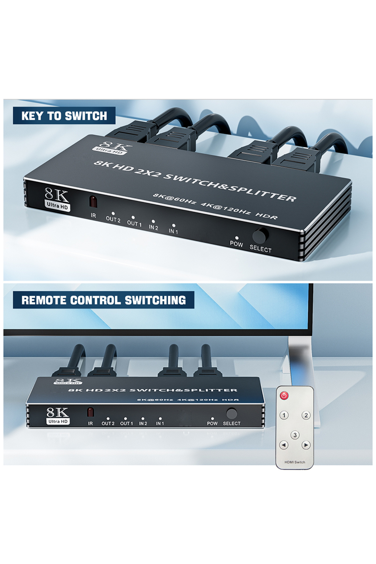 Choice-HDMI 2.1 Splitter 4K 120Hz 2X2 Dual display HDMI 2.1 Switch Splitter 2in 2 out 8K 60Hz HDMI 2.1 S... 5