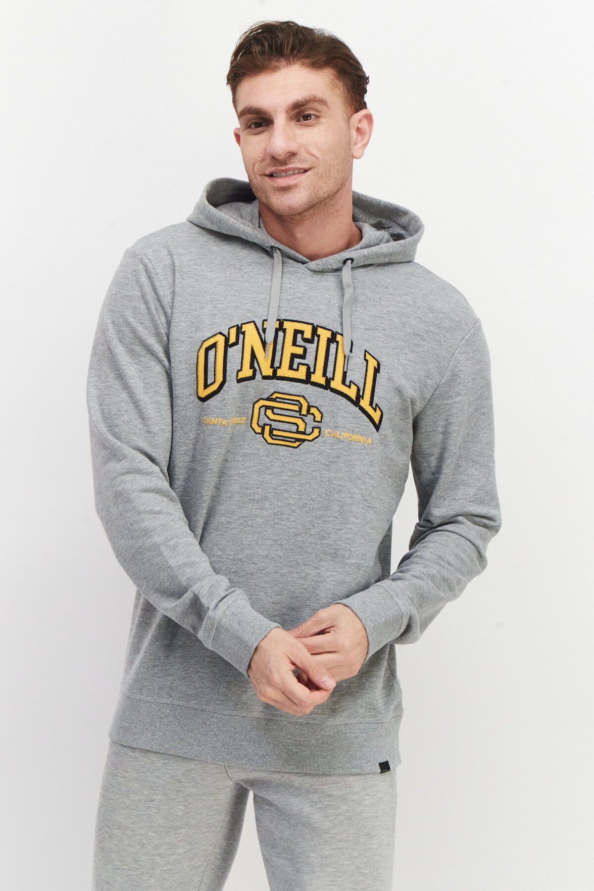 O'Neill-Men Hooded Embroidered Sweatshirt, Grey 1