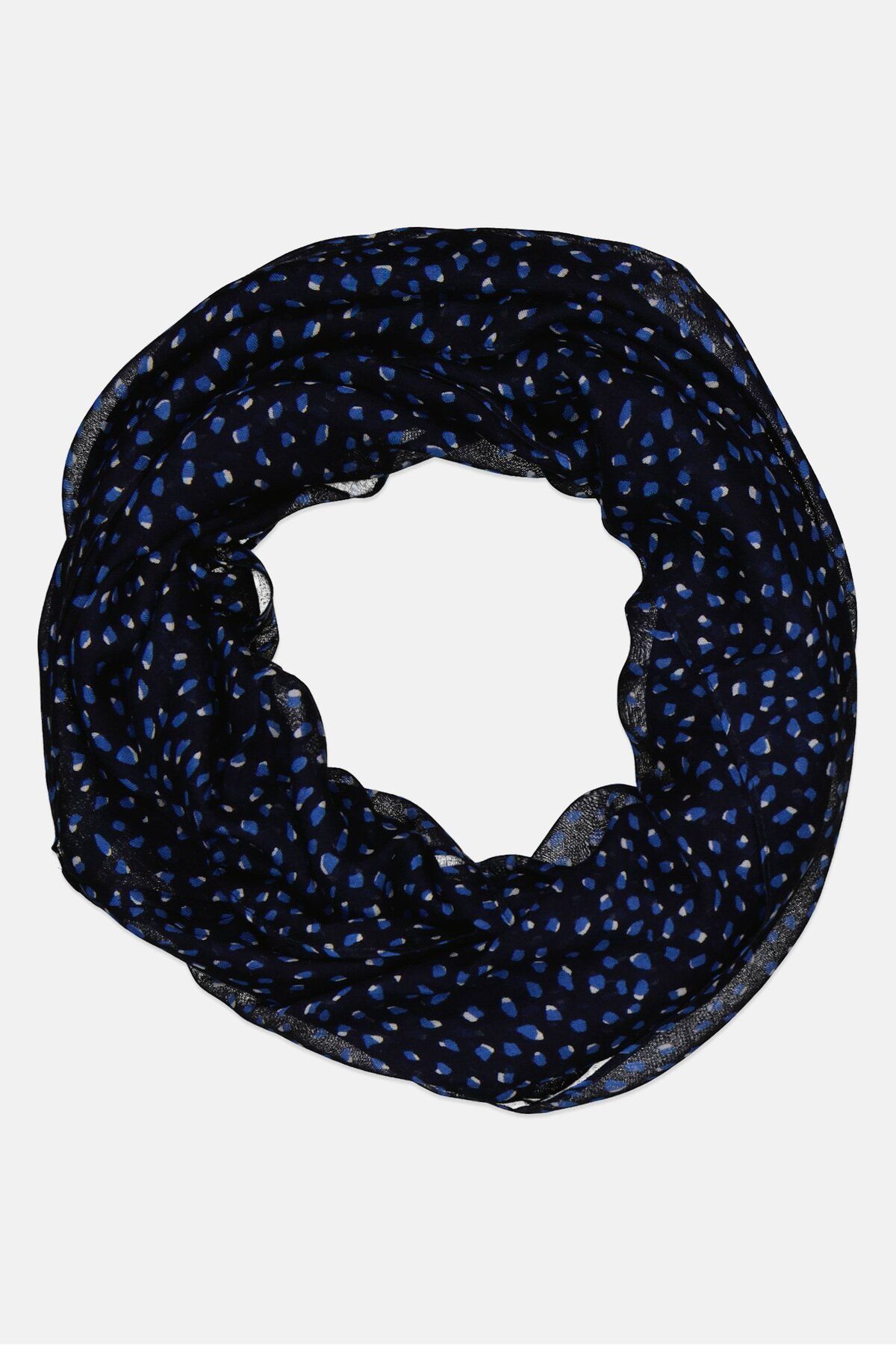 ZERO-Women Allover Print Scarves 62 H x 180 D cm, Navy Blue 1