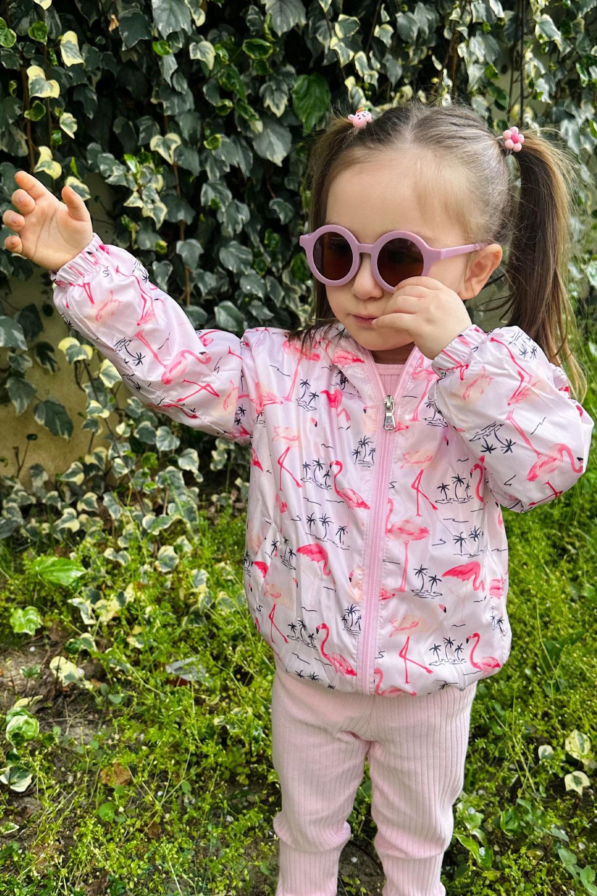 Breeze Kız Çocuk Yağmurluk Sevimli Flamingo Desenli 1-5 Yaş, Pudra fotoğrafı 3 (önizleme)