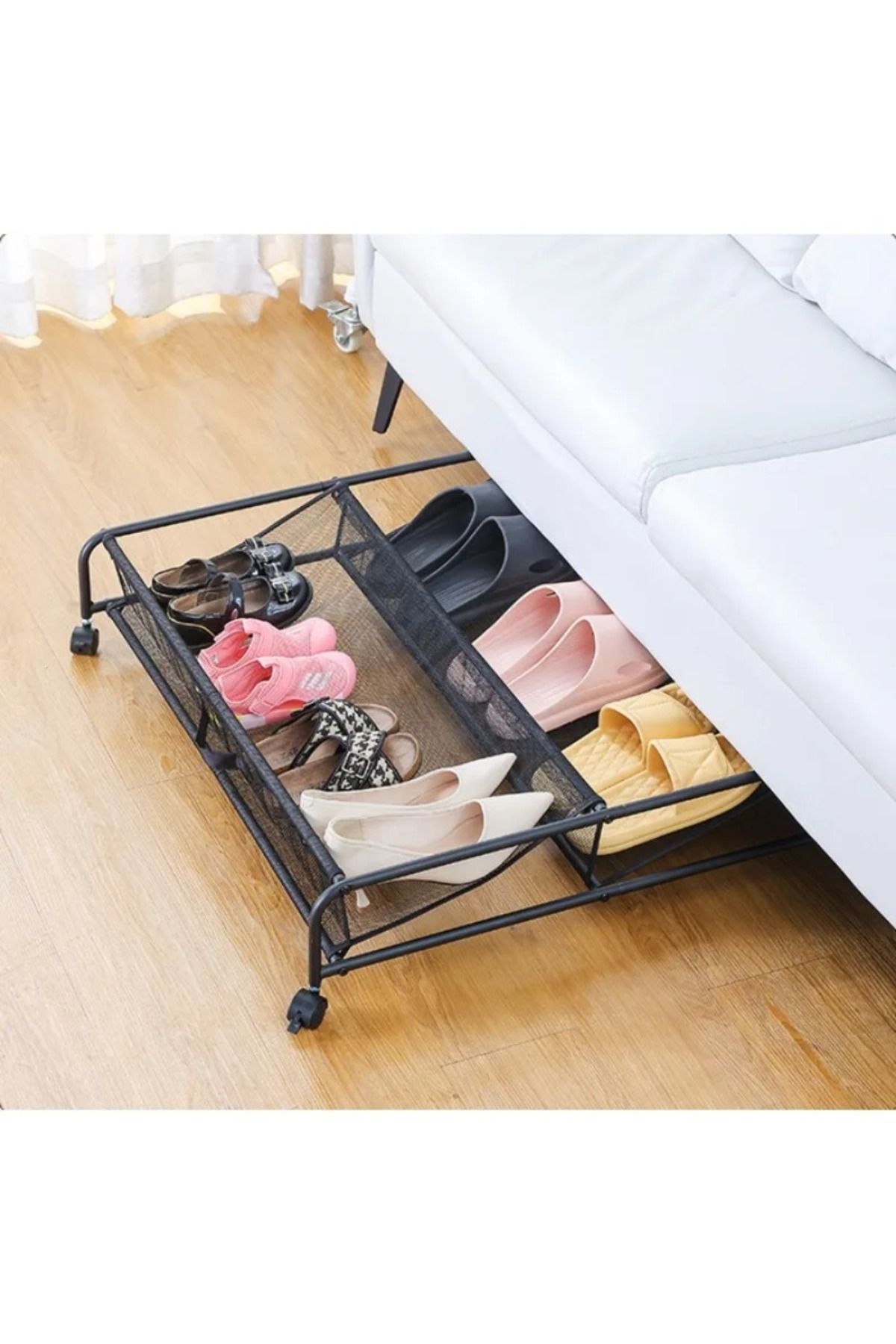 Choice-Storage Shoe Rack Carbon Steel Roller Shoes Organization Bed Bottom Storage Boxes Space-Saving Mu... 2