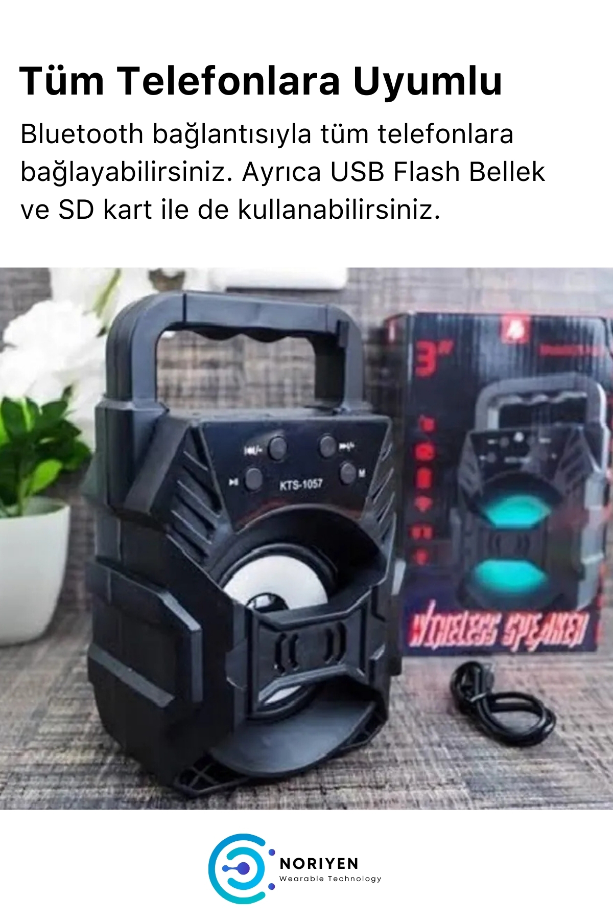 Premium Serisi HD Ses Bombası Parti Hoparlörü RGB Işıklı Kablosuz Bluetooth KTS 1057 Mini Hoparlör