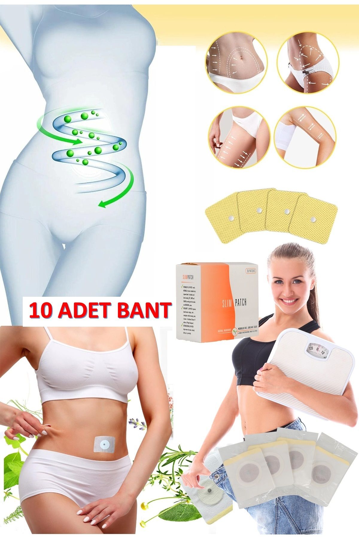 qualityworld 10 Adet Slim Patch Bölgesel Göbek Zayıflatan ve Iştah Kesici Kilo Verdiren Zayıflatma Bant