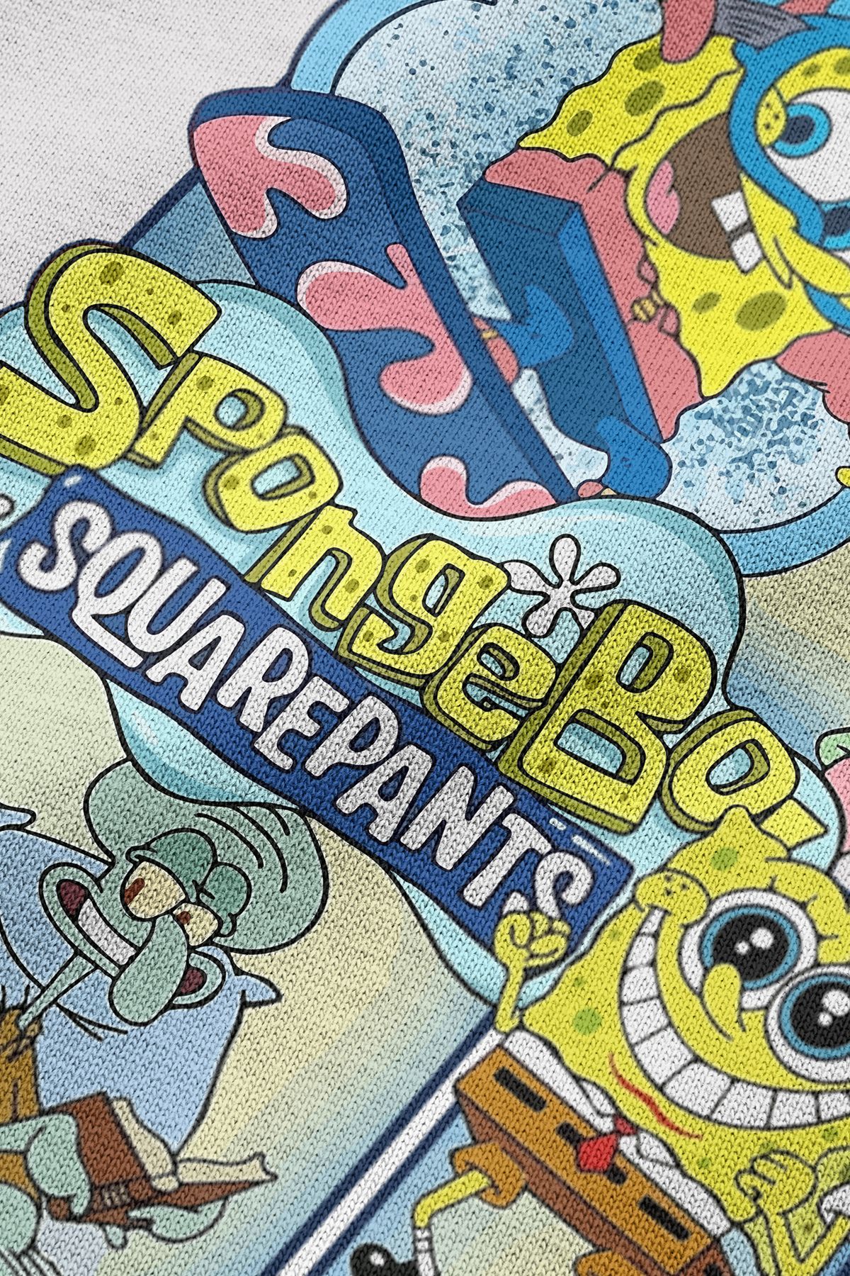 Overoz-Hanorac oversize cu glugă cu imprimeu pe spate SpongeBob Hanorac ecru H1232 4