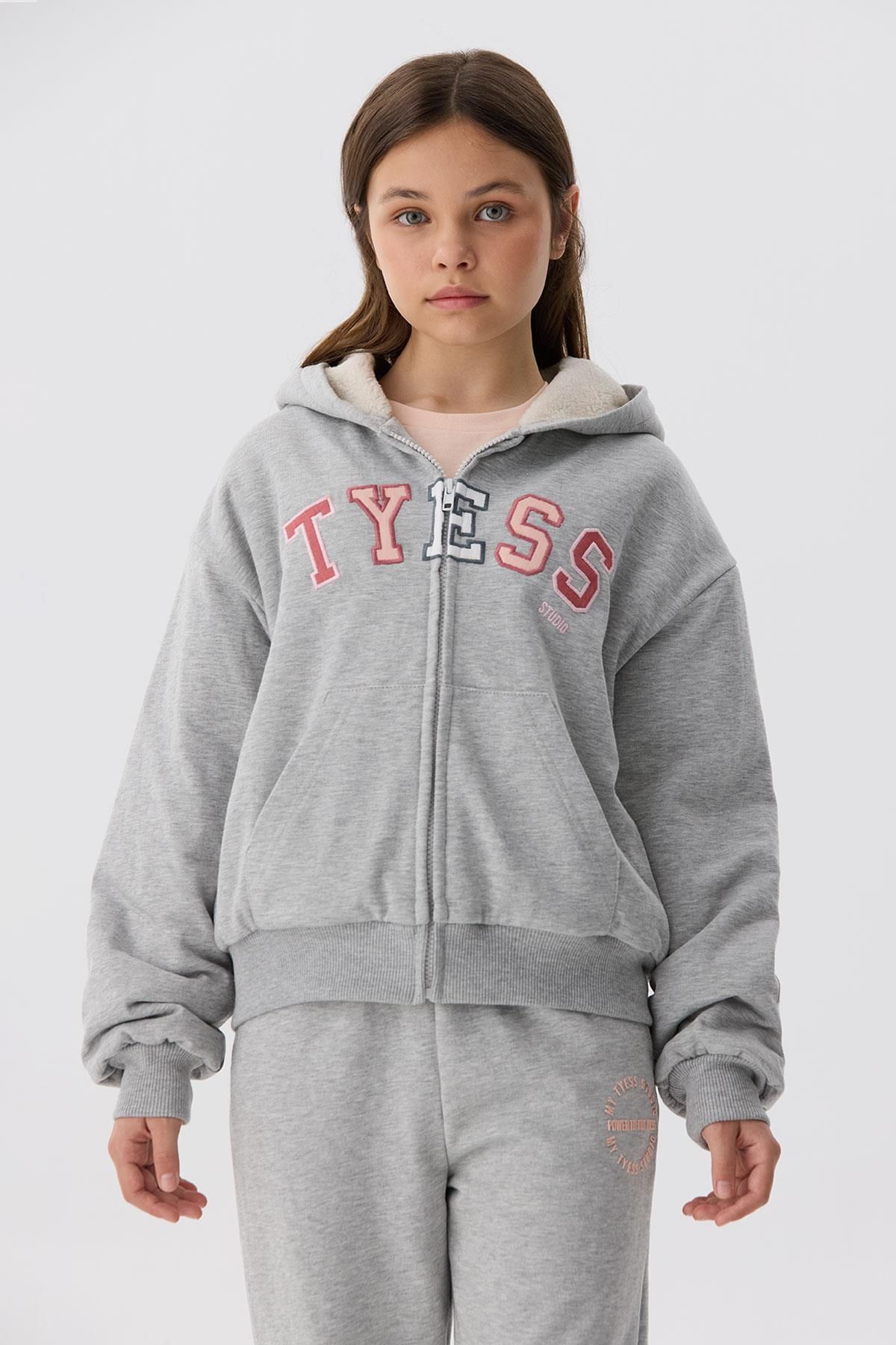 Tyess-Bg Store Girl's Gray Tracksuit Top 2