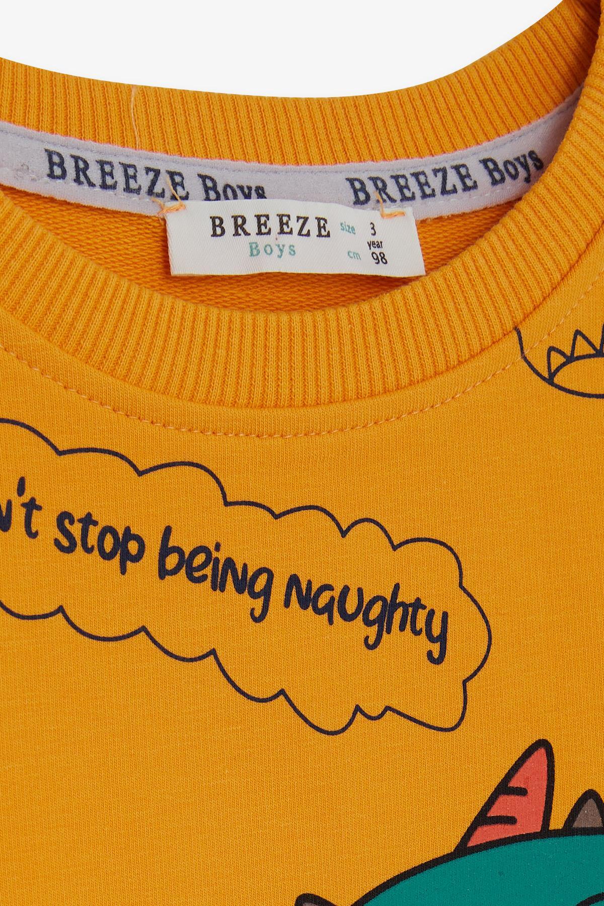 Breeze Erkek Çocuk Eşofman Takımı Dinozor Desenli 1-4 Yaş, Hardal Sarı fotoğrafı 5 (önizleme)