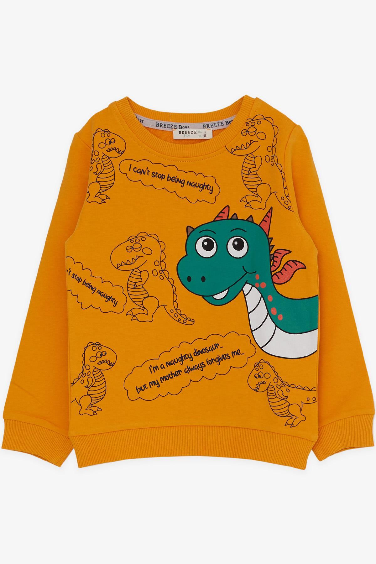 Breeze Erkek Çocuk Eşofman Takımı Dinozor Desenli 1-4 Yaş, Hardal Sarı fotoğrafı 3 (önizleme)