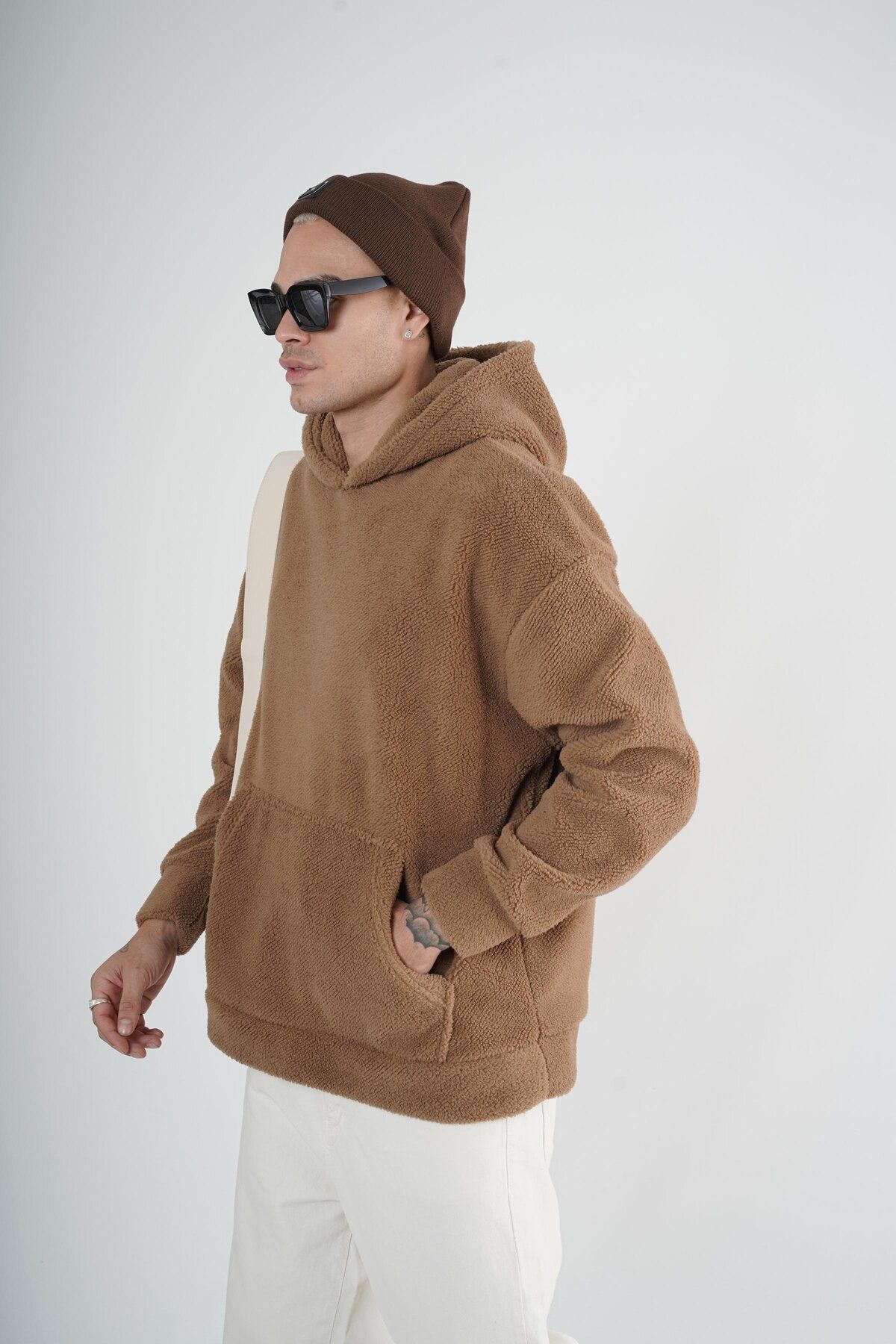 king brich-Kapucňa s kapucňou Kangaroo Pocket Oversize Plyš 3