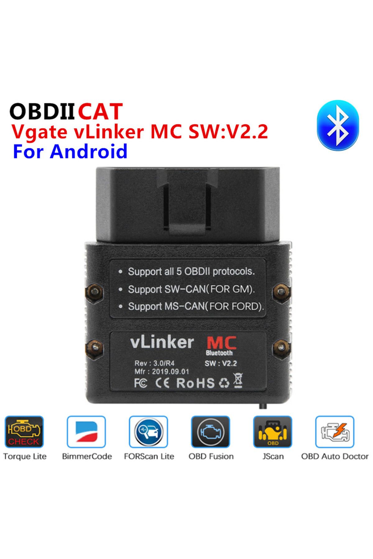 Vgate-OBDIICAT-VLinker MC+ ELM327 Bluetooth3.0/ 4.0 OBD2 ELM 327 Wifi Car Diagnostic For IOS Android Sc... 1