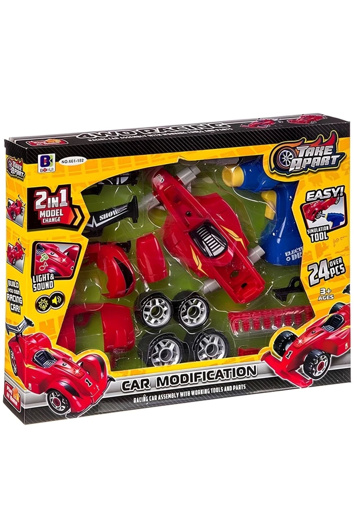 KdrElektronik-Children's Drill Formula F1 Car Modified Set with Sound and Light Plug-In 4