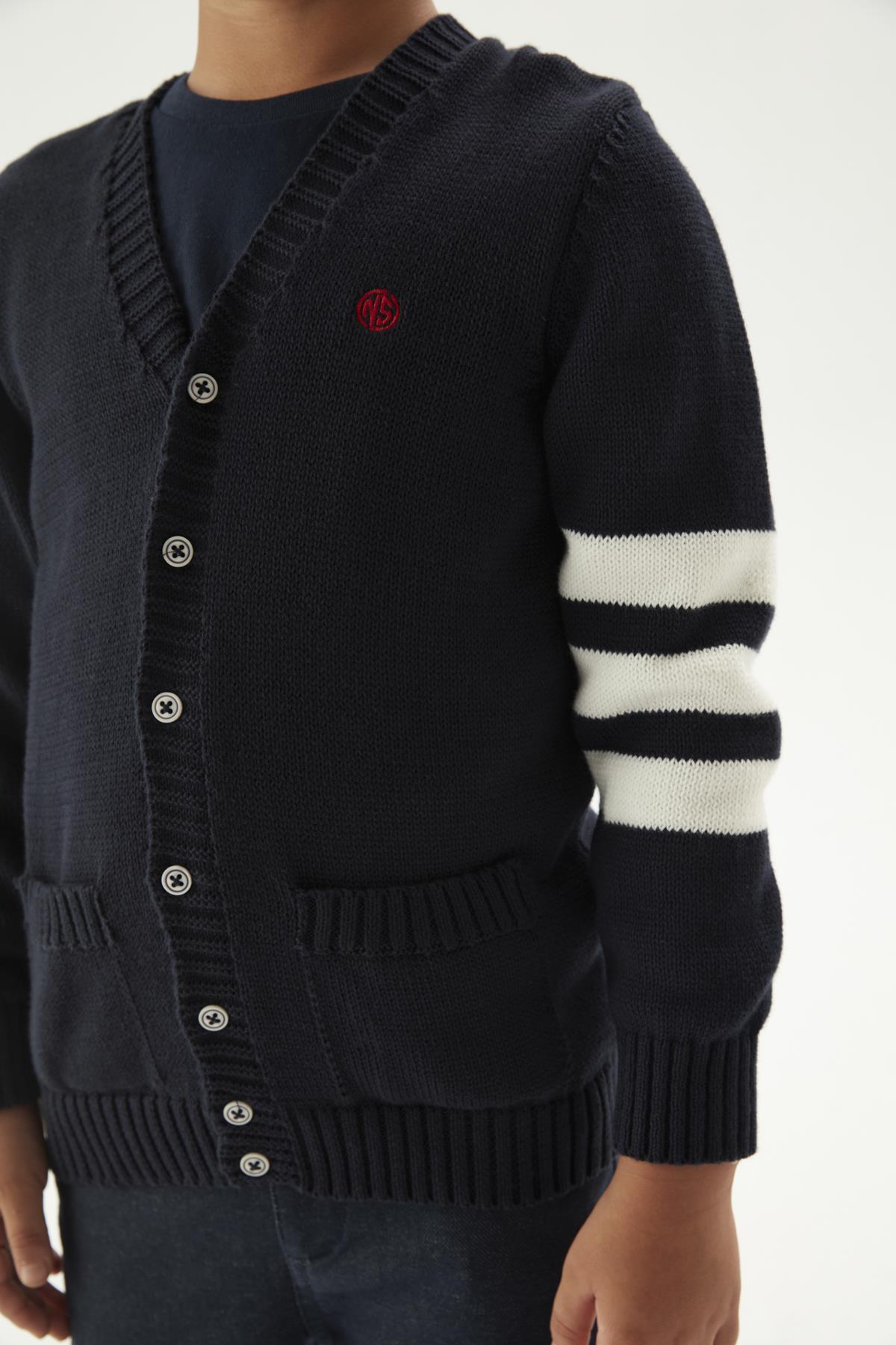 Nebbati BG Store Erkek Çocuk Lacivert Hırka 23FW1NB3720 fotoğrafı 3 (önizleme)