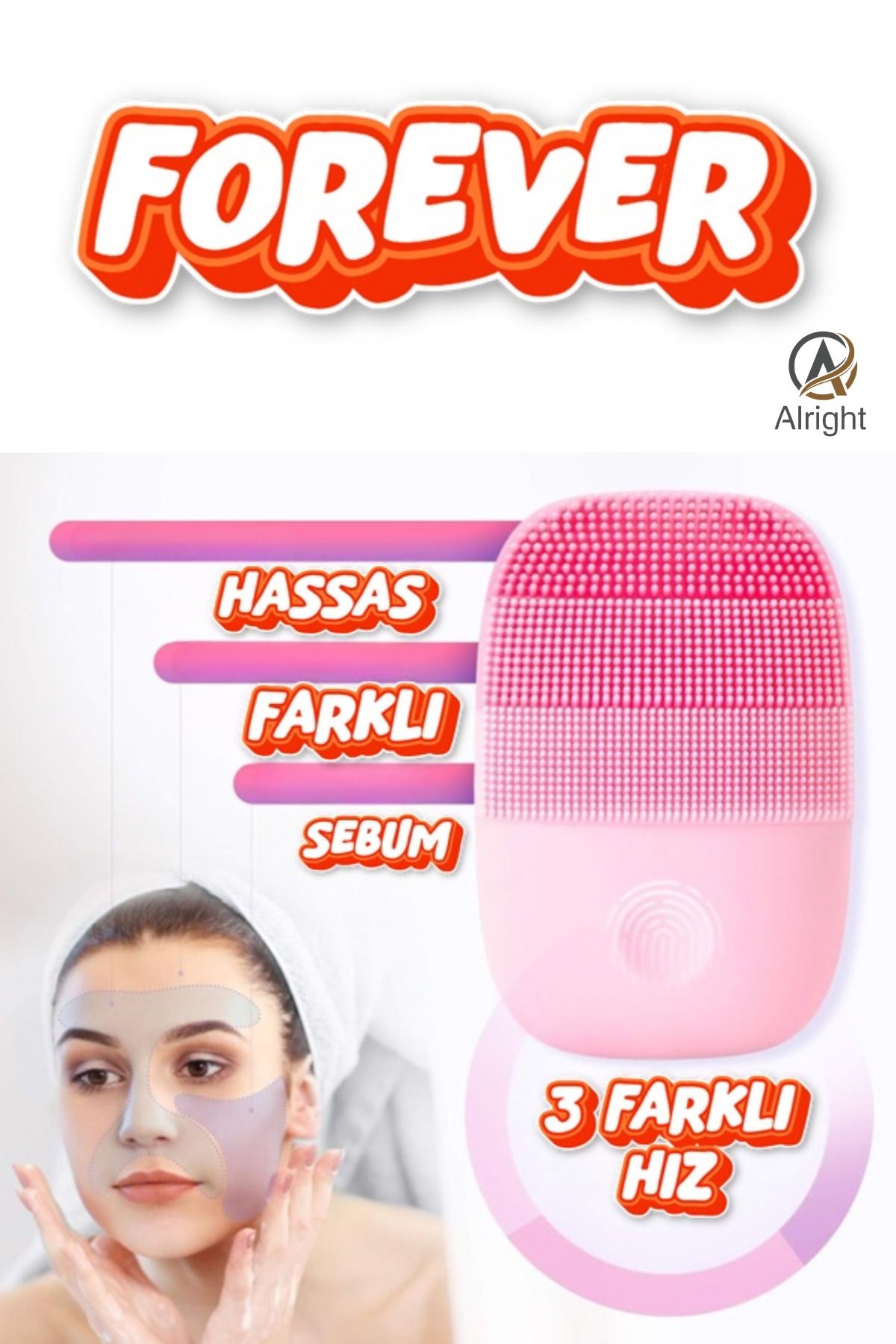 Alright 3 Modlu Titreşimli Yüz Temizleme Cihazı ve Masaj Aleti (facial cleansing)