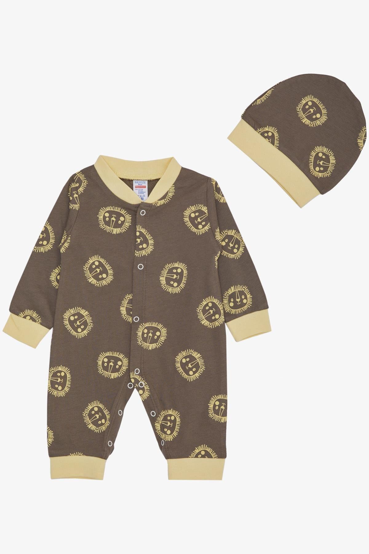 Breeze-0-6 Months Baby Boy Mink Romper - Cute and Lion Pattern 1