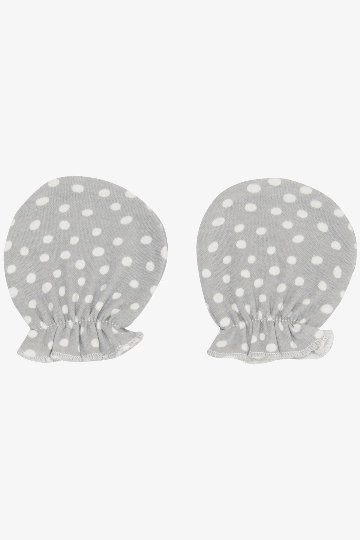 Breeze-Light Gray Polka Dot Patterned Newborn Baby Gloves 1