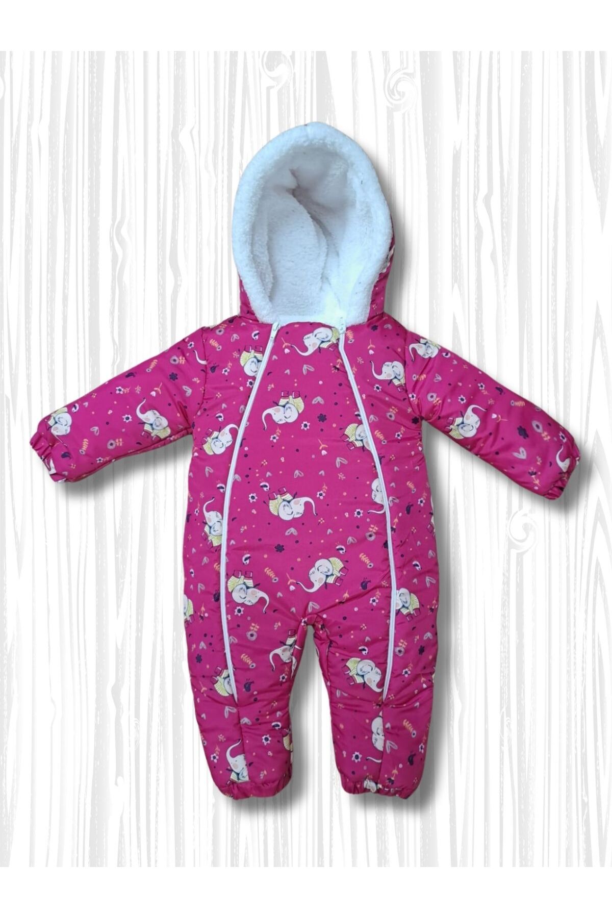 TNY DİJİTAL BASKILI KIZ BEBEK KAPŞONLU İÇİ PELUŞ KIŞLIK FERMUARLI ASTRONOT KOZMONOT TULUM fotoğrafı 3 (önizleme)
