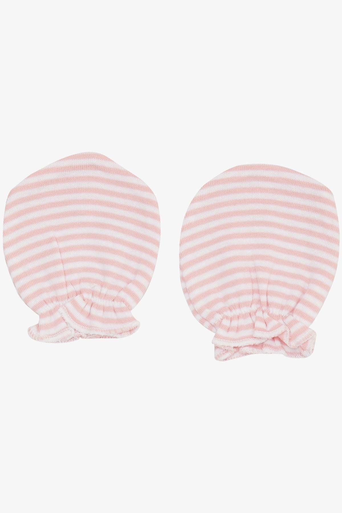 Breeze-Pink Striped Newborn Baby Gloves 2