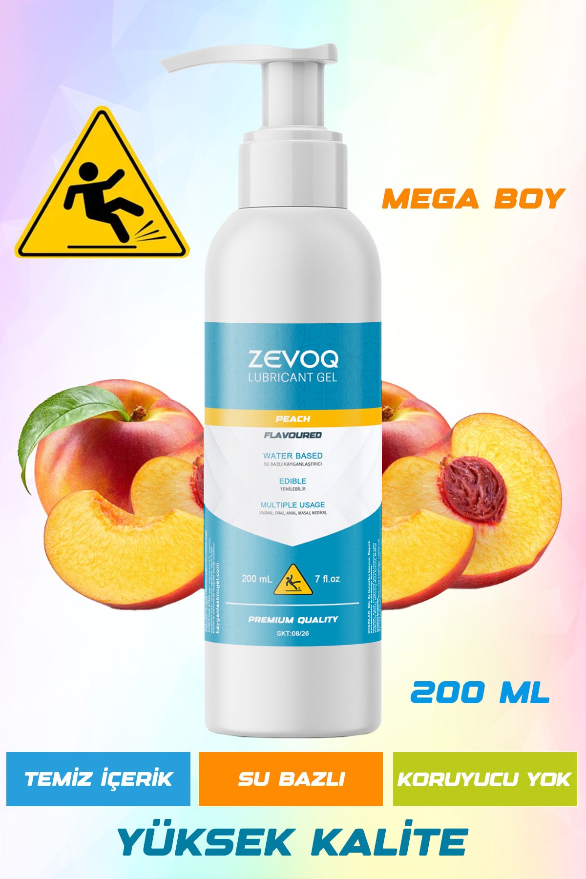 EVOQE Şeftalili Kayganlaştırıcı Jel 200ml Su Bazlı  Mega Boy