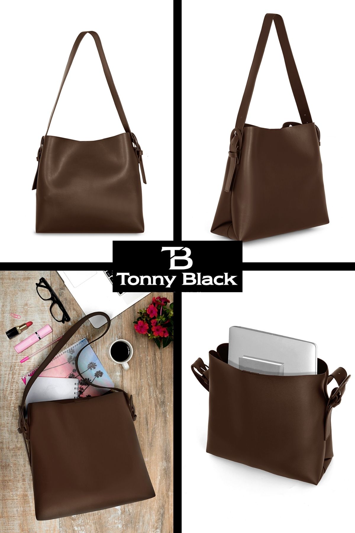 Tonny Black-Original Luxury Soft Leather Comfortable Cross Adjustable Column Strap Model Large Size Shoulder Bag 2