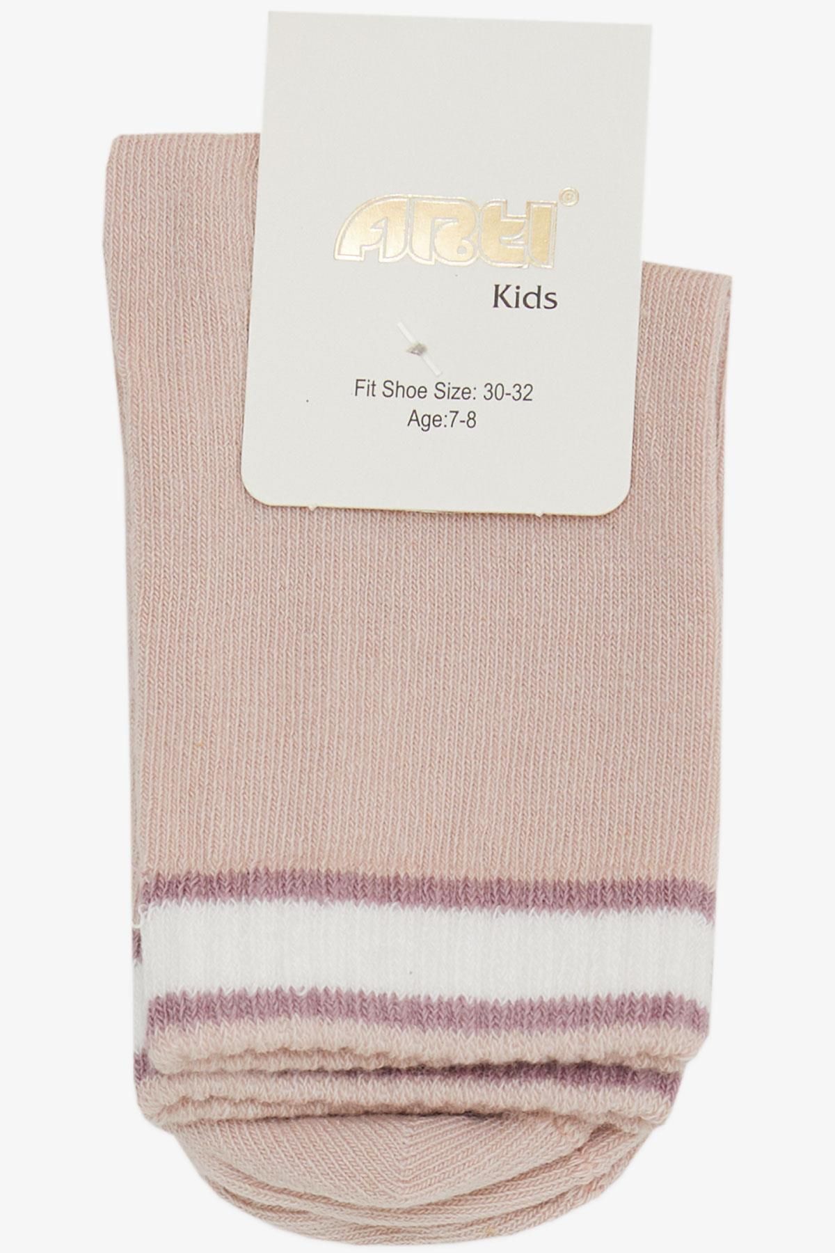 Katamino-1-14 Years Girl's Striped Socks - Dried Rose 3