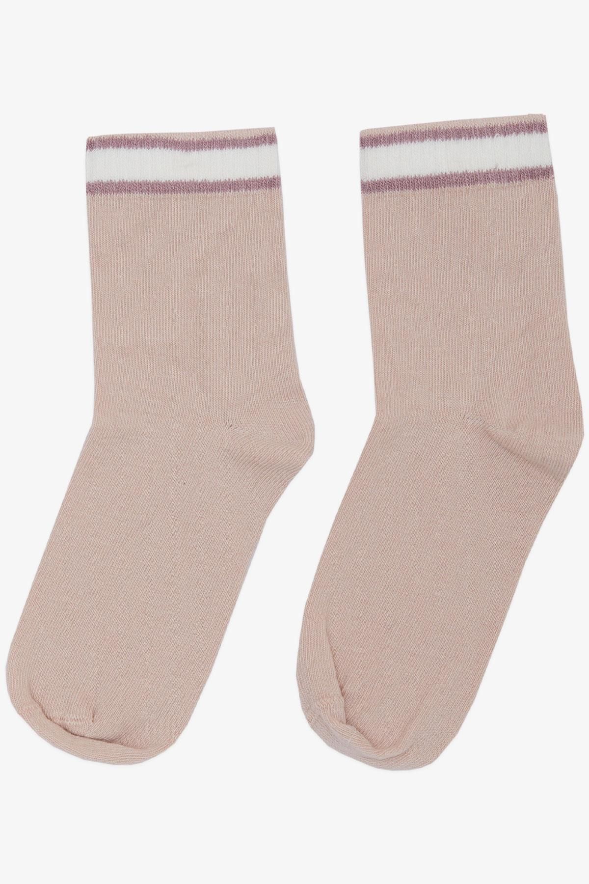 Katamino-1-14 Years Girl's Striped Socks - Dried Rose 1