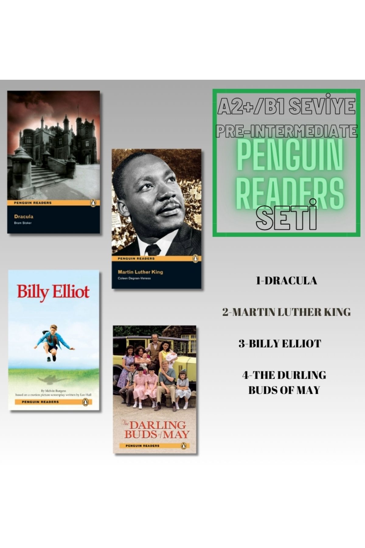 Penguin Readers-A2+ / B1 (Pre-Intermediate) Level English Story Set (4 Books)-Collective 1