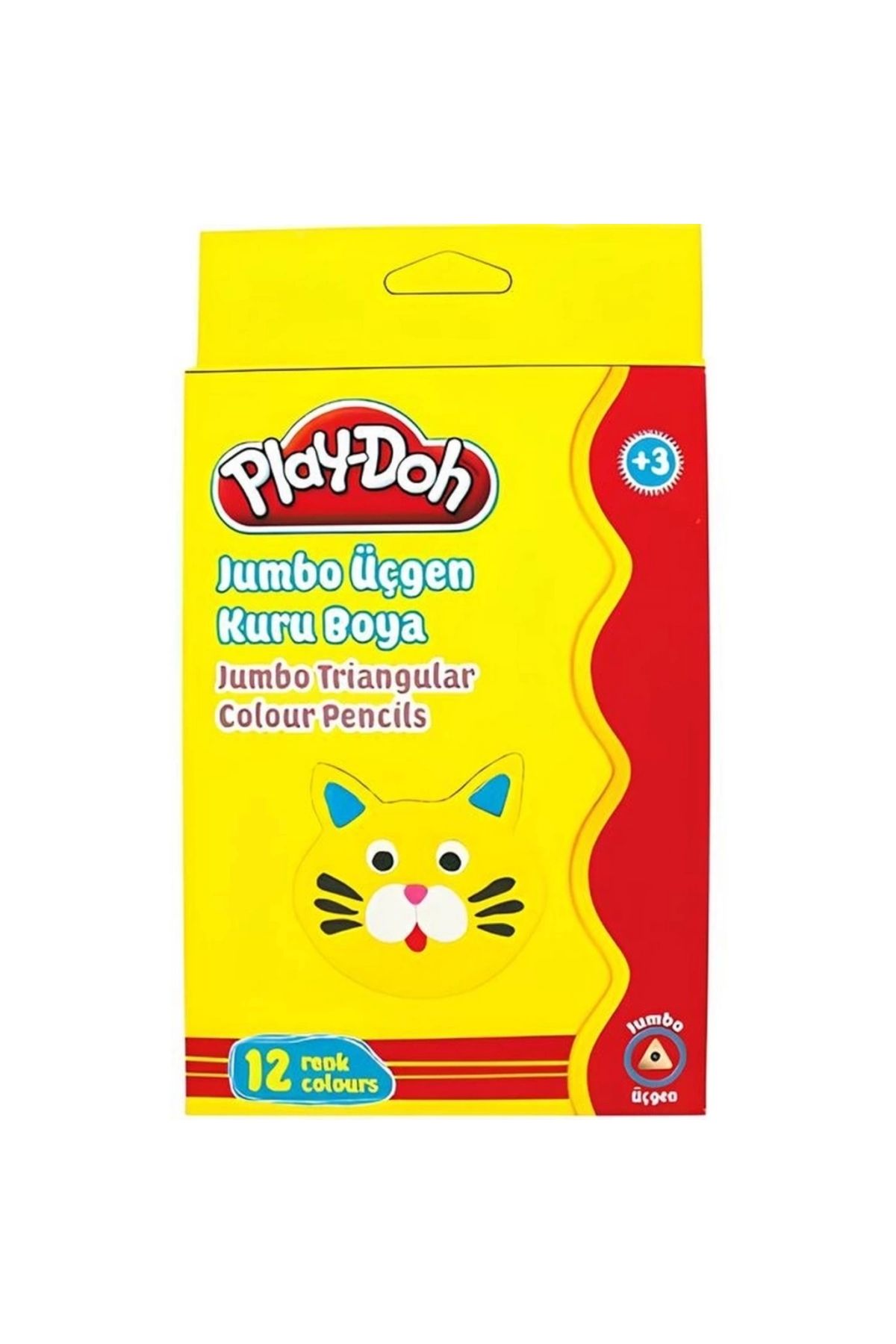 SYNOPE Çocuk Play-Doh 12 Renk Jumbo Üçgen Kuru Boya